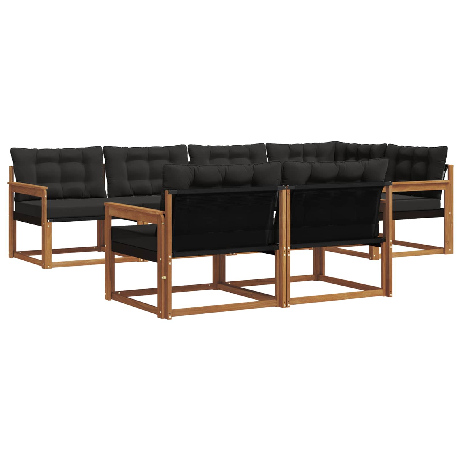 Set vanjskih sofa 7 kom. Prirodna i crna