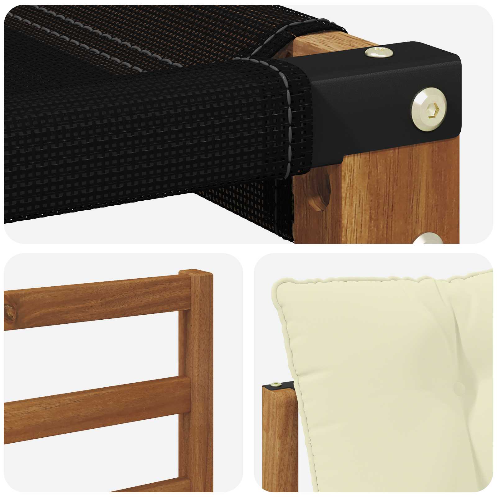 Set vanjskih sofa 6 kom. Prirodna i krem Čvrsto drvo akacije