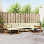 Set vanjskih sofa 6 kom. Prirodna i krem Čvrsto drvo akacije