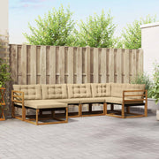 Set vanjskih sofa 6 kom. Prirodna i bež Čvrsto drvo akacije