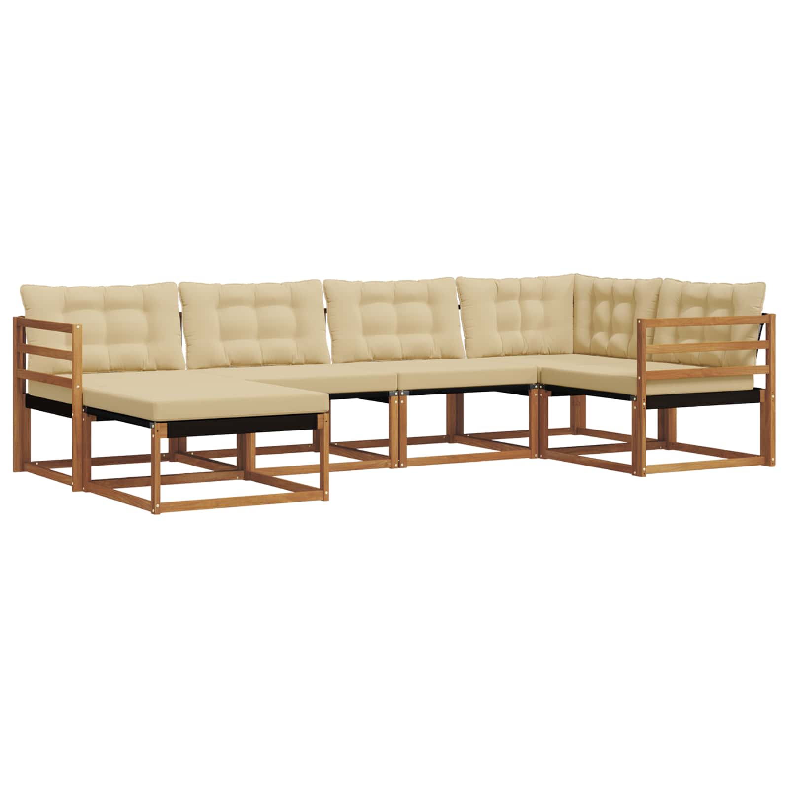 Set vanjskih sofa 6 kom. Prirodna i bež Čvrsto drvo akacije