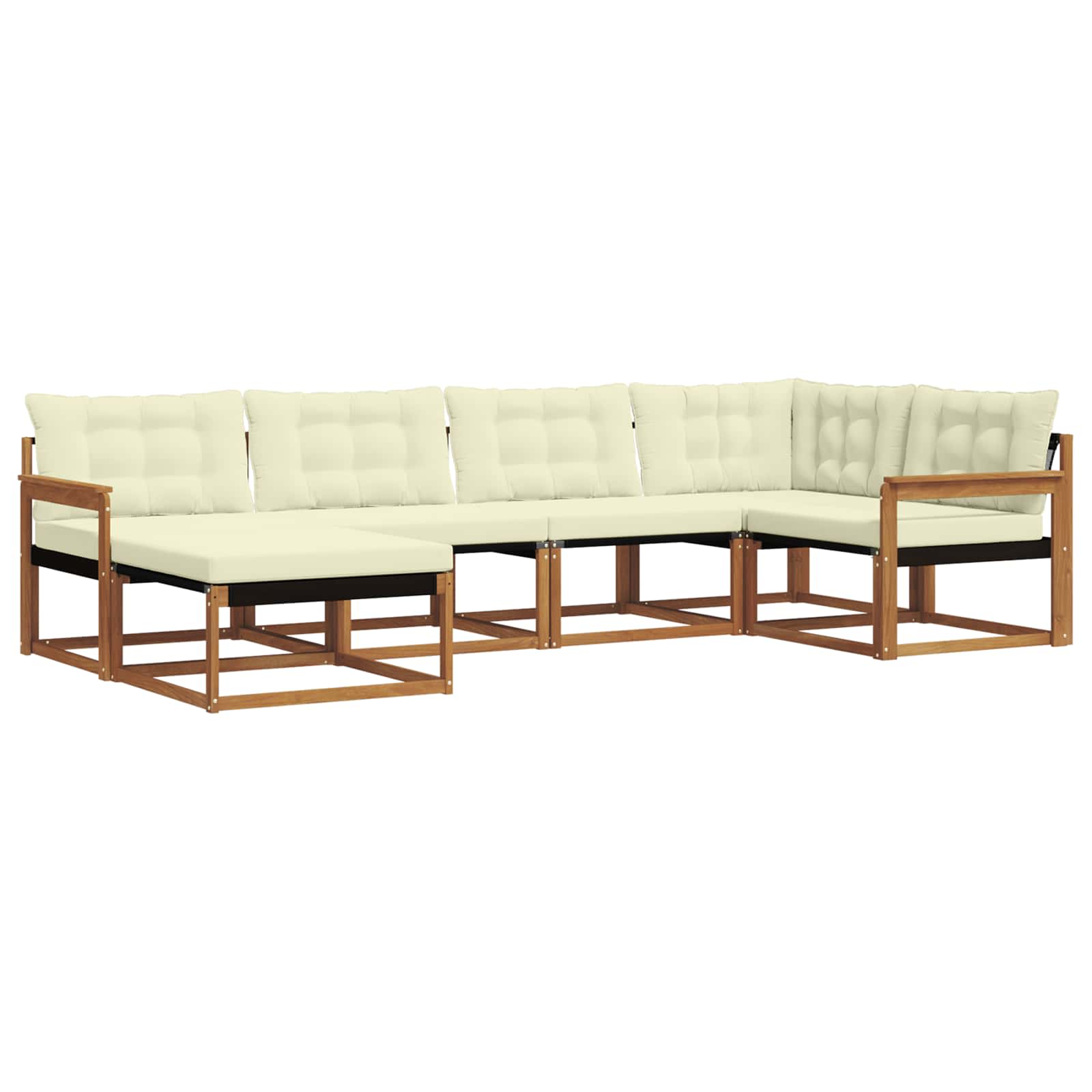 Set vanjskih sofa 6 kom. Prirodna i krem Čvrsto drvo akacije