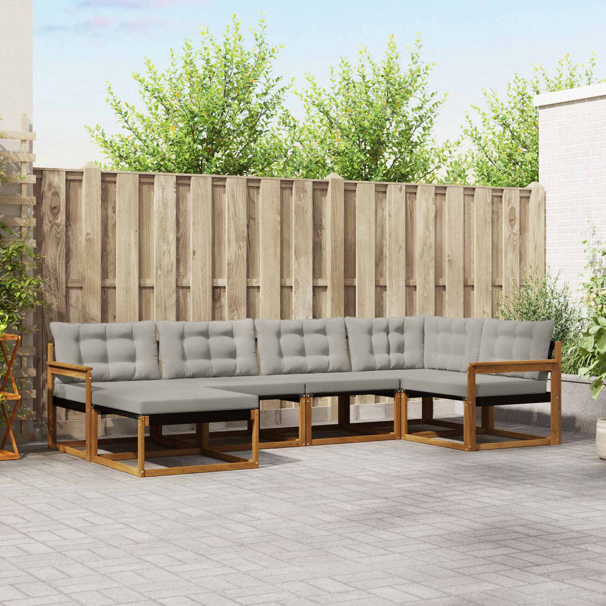Set vanjskih sofa 6 kom. Prirodna i svijetlo siva Smeđa 327 x 168,5 x 73 cm