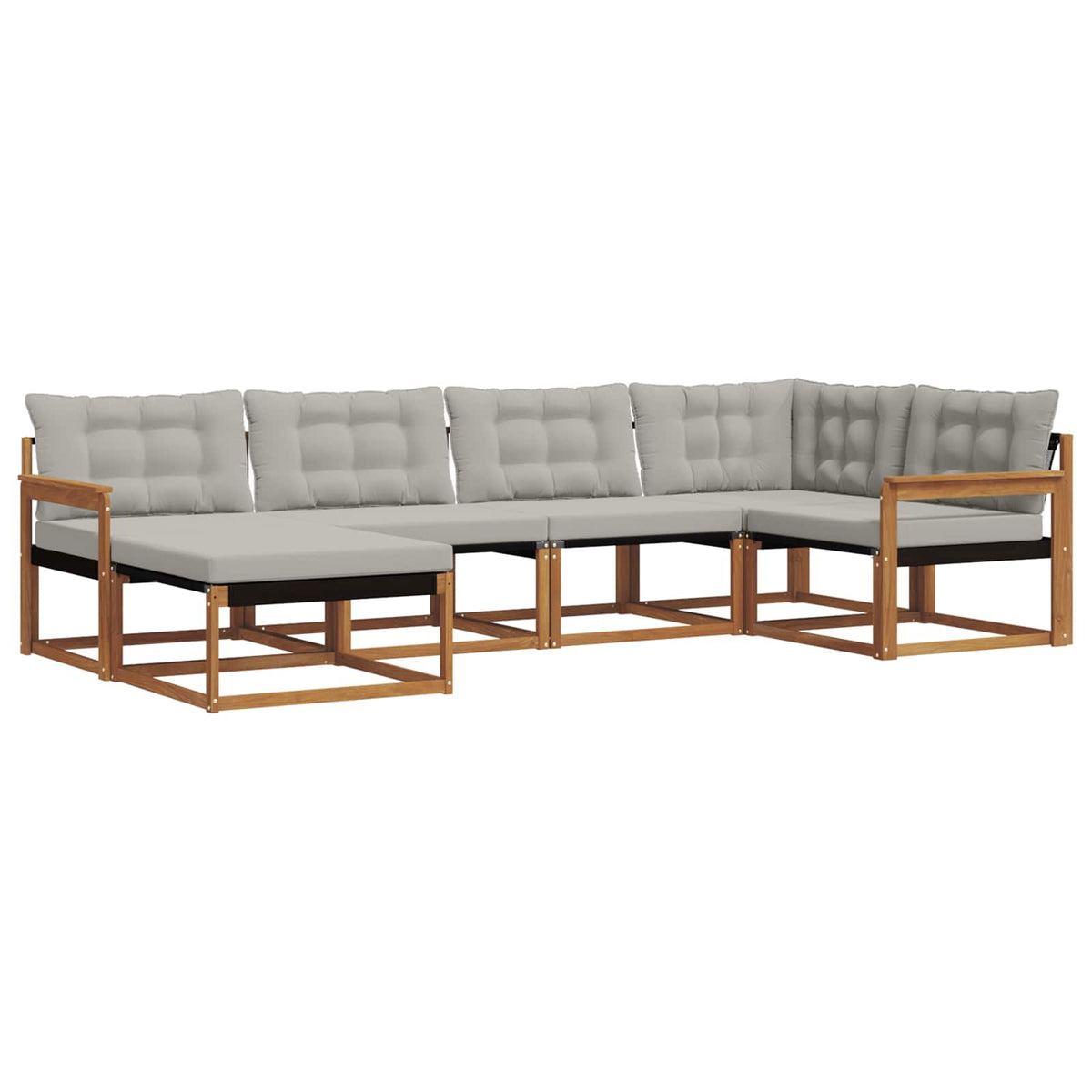 Set vanjskih sofa 6 kom. Prirodna i svijetlo siva Smeđa 327 x 168,5 x 73 cm