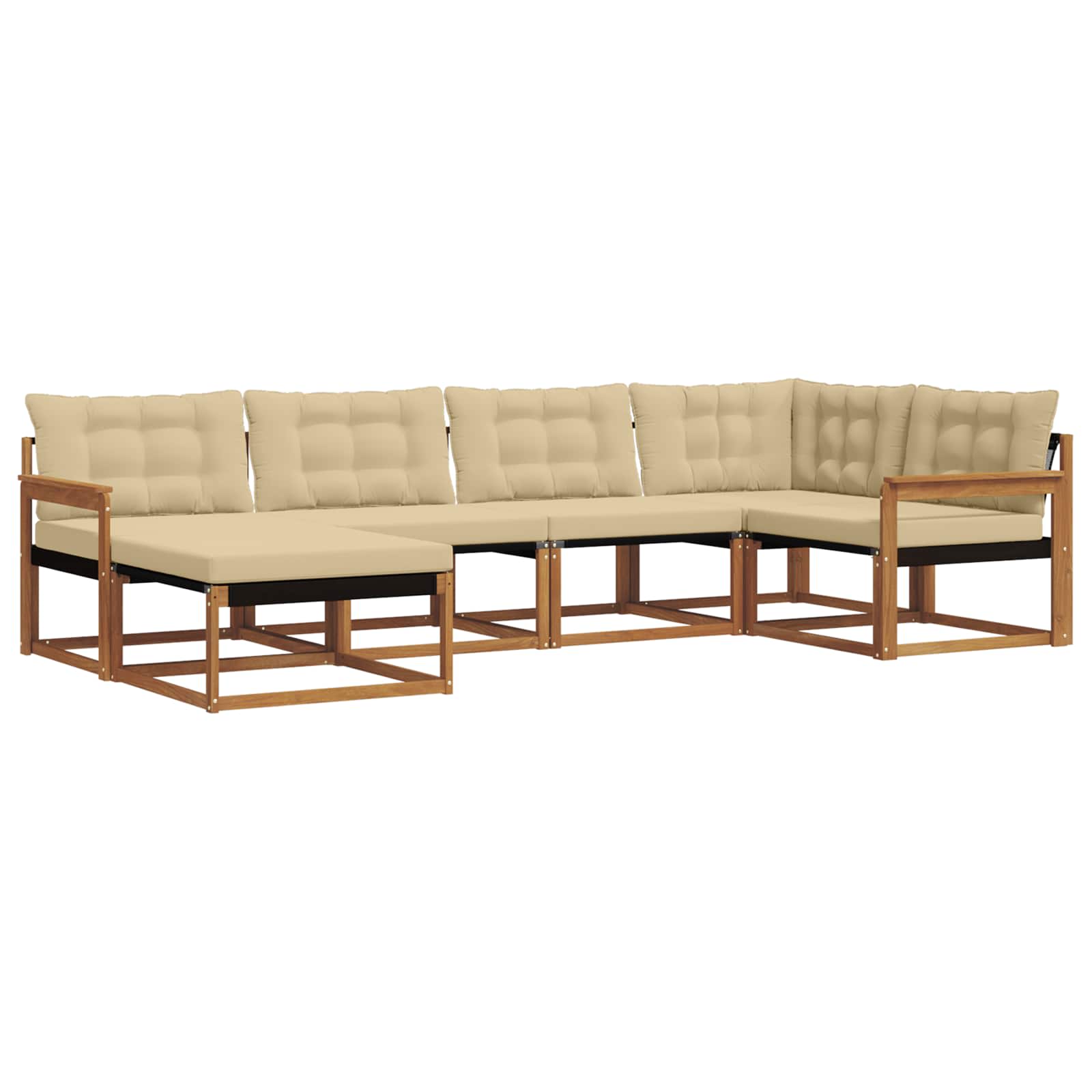 Set vanjskih sofa 6 kom. Prirodna i bež Čvrsto drvo akacije
