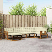 Set vanjskih sofa 6 kom. Prirodna i krem Čvrsto drvo akacije