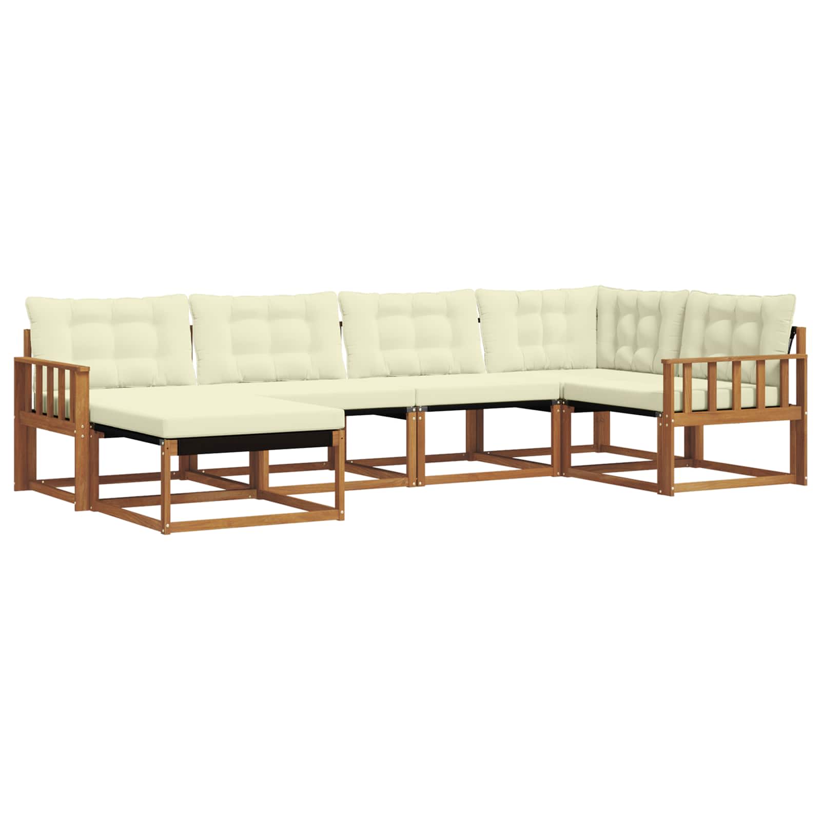 Set vanjskih sofa 6 kom. Prirodna i krem Čvrsto drvo akacije