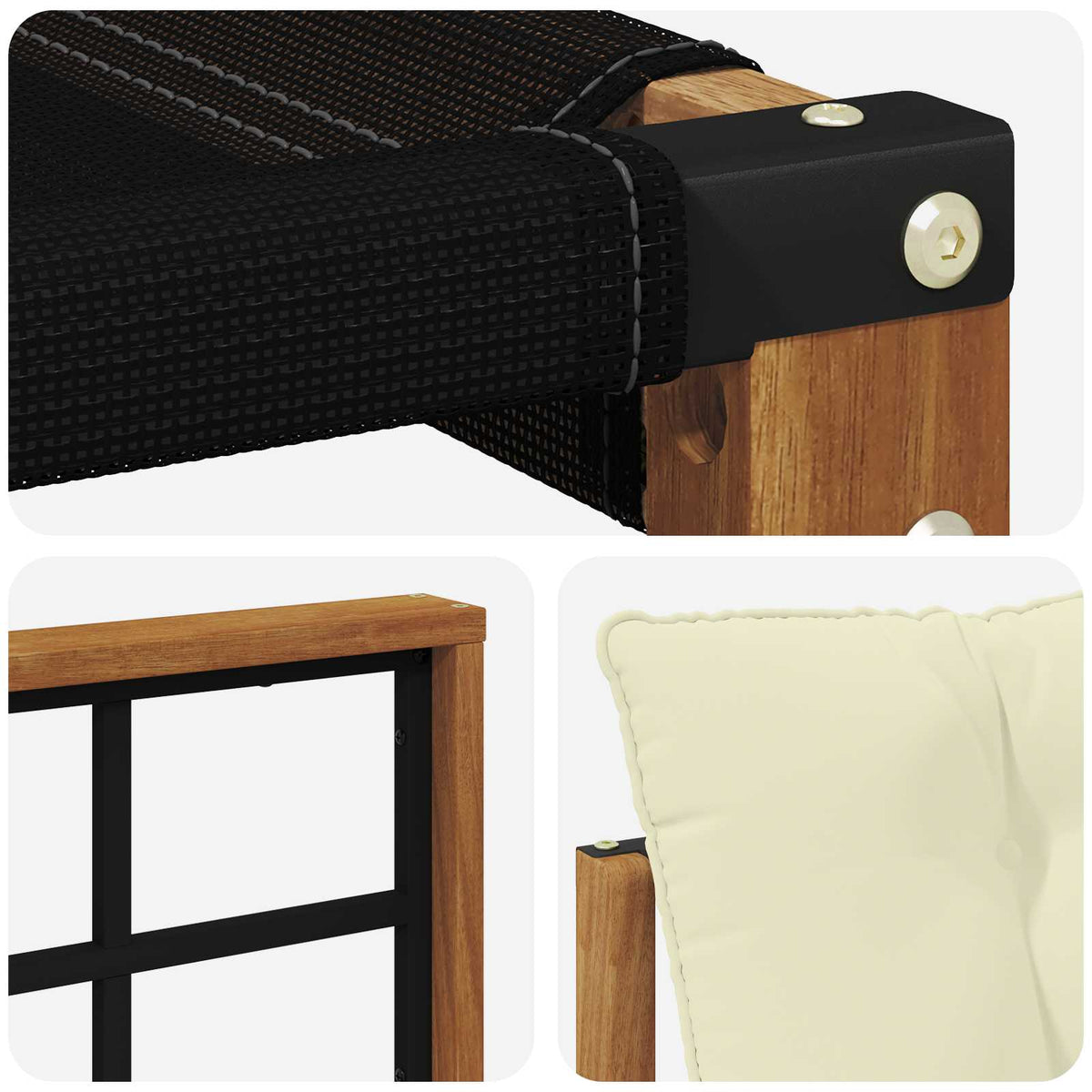 Set vanjskih sofa 6 kom. Prirodna i krem Čvrsto drvo akacije