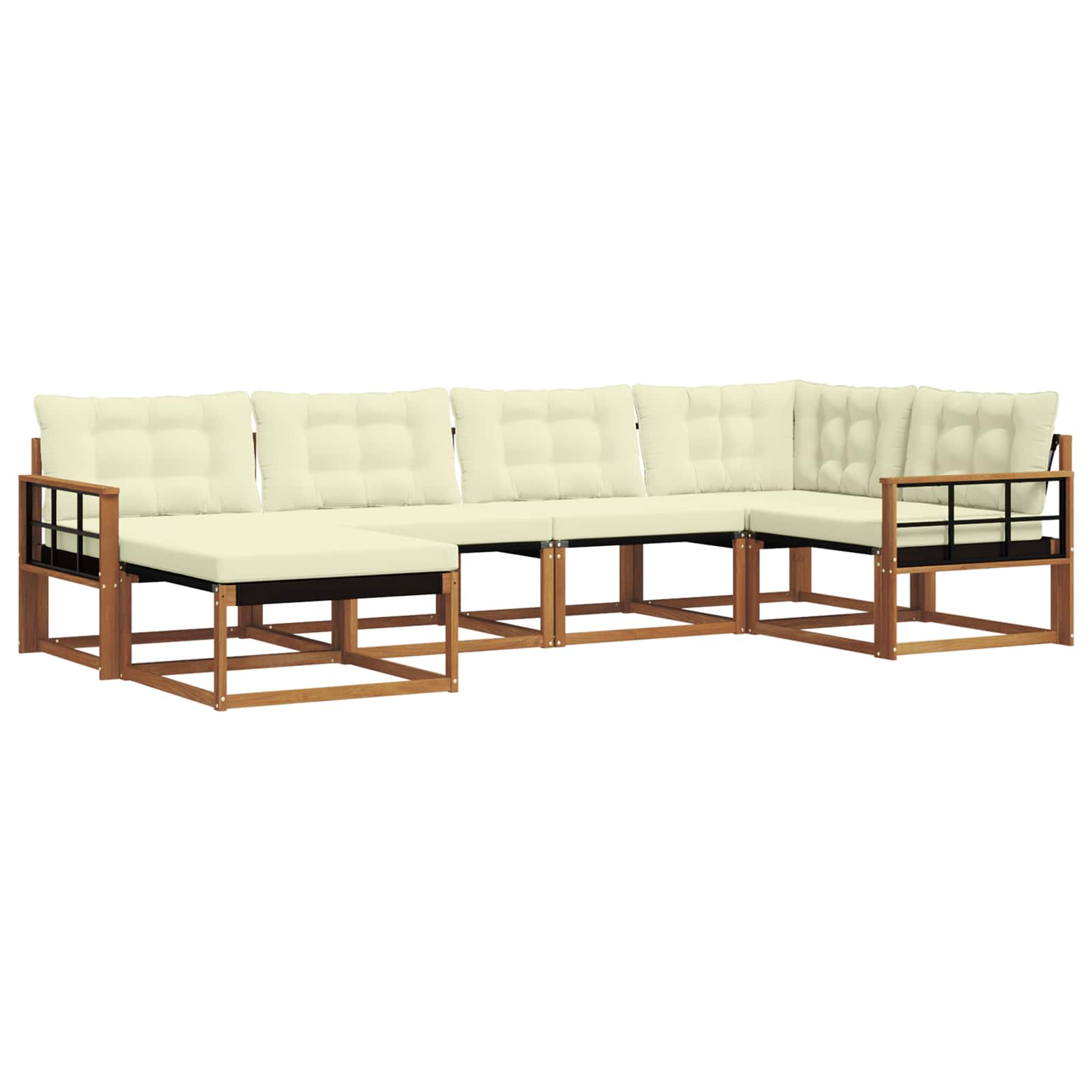 Set vanjskih sofa 6 kom. Prirodna i krem Čvrsto drvo akacije