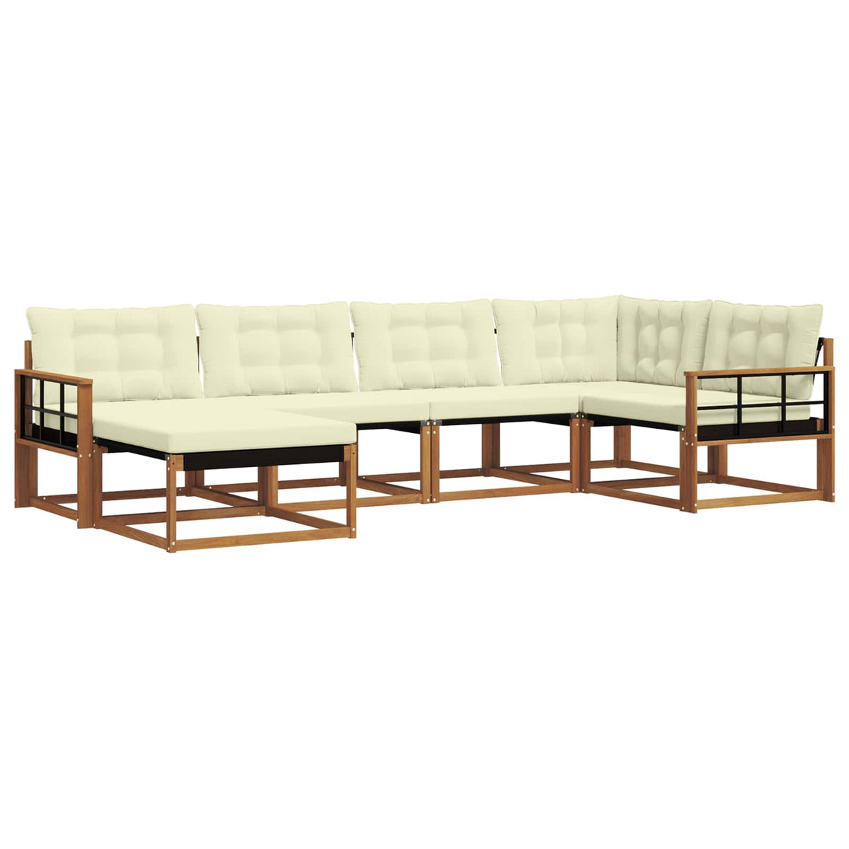 Set vanjskih sofa 6 kom. Prirodna i krem Čvrsto drvo akacije