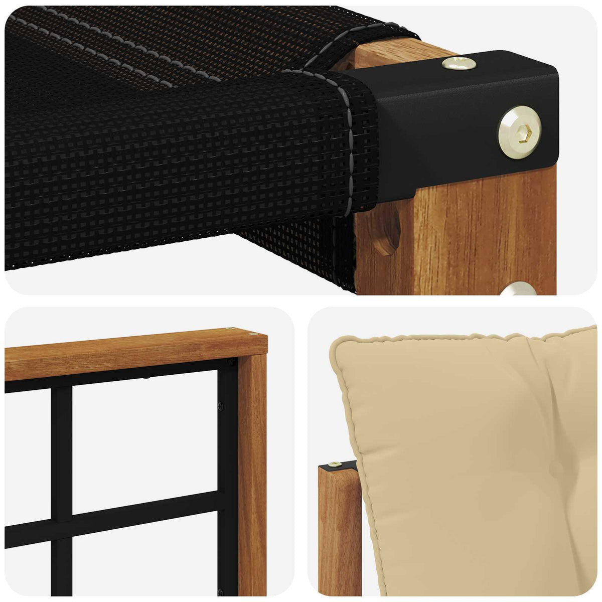 Set vanjskih sofa 6 kom. Prirodna i bež Čvrsto drvo akacije