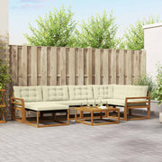 Set vanjskih sofa 7 kom. Prirodna i krem Čvrsto drvo akacije