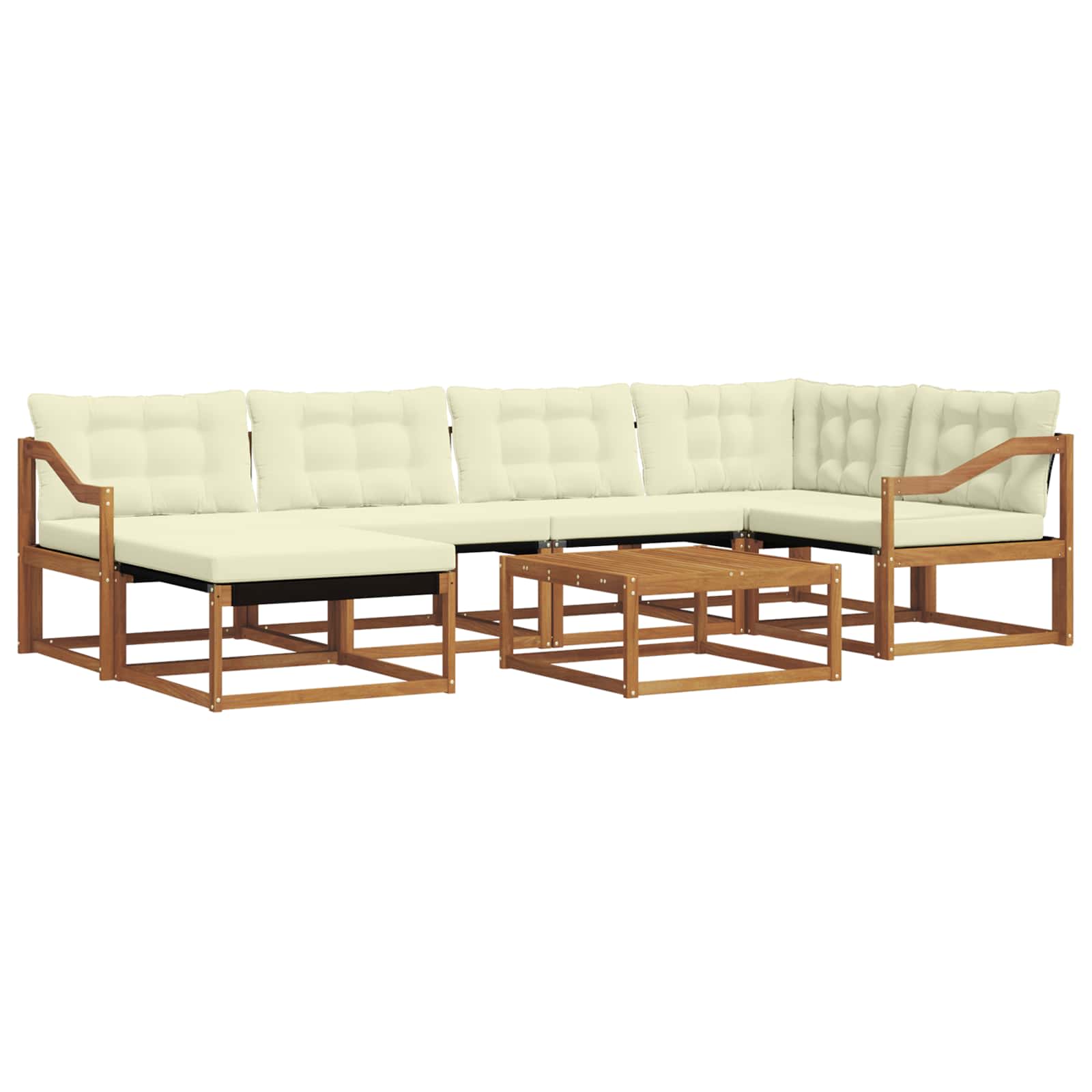 Set vanjskih sofa 19 pcs Prirodna i krem Čvrsto drvo akacije