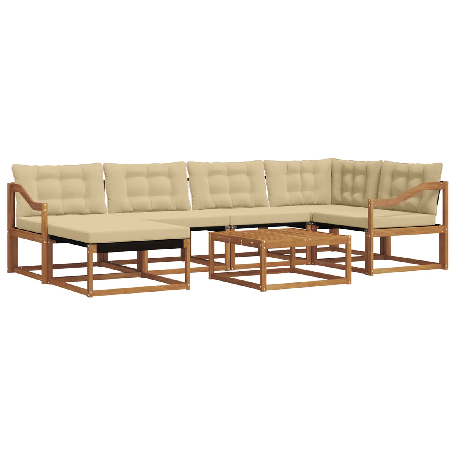 Set vanjskih sofa 19 pcs Prirodna i bež Čvrsto drvo akacije