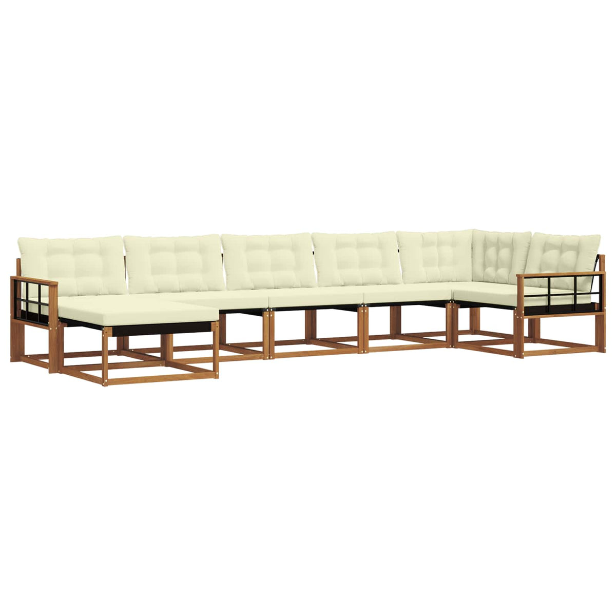 Set vanjskih sofa 7 kom. Prirodna i krem Čvrsto drvo akacije