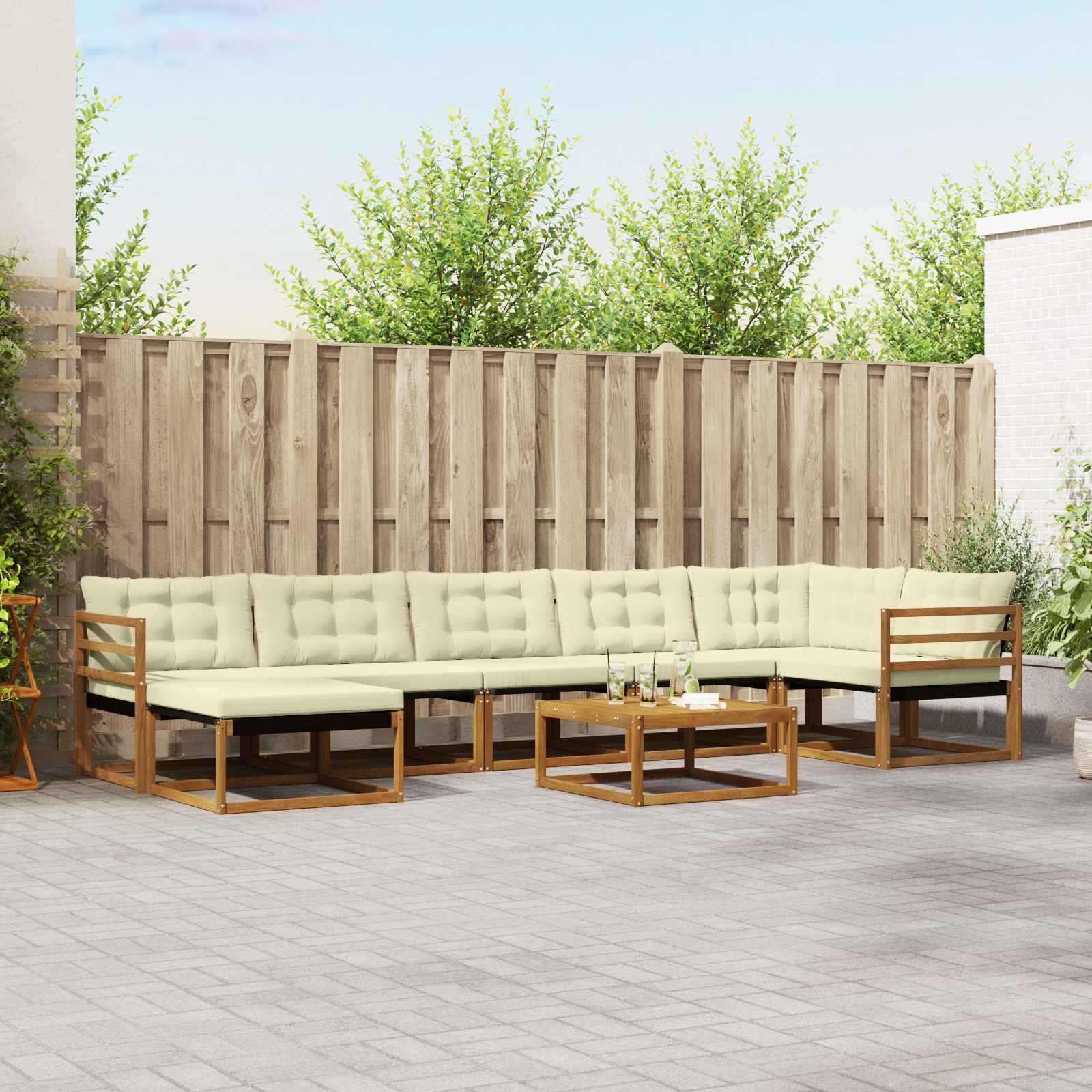 Set vanjskih sofa 22 pcs Prirodna i krem Čvrsto drvo akacije