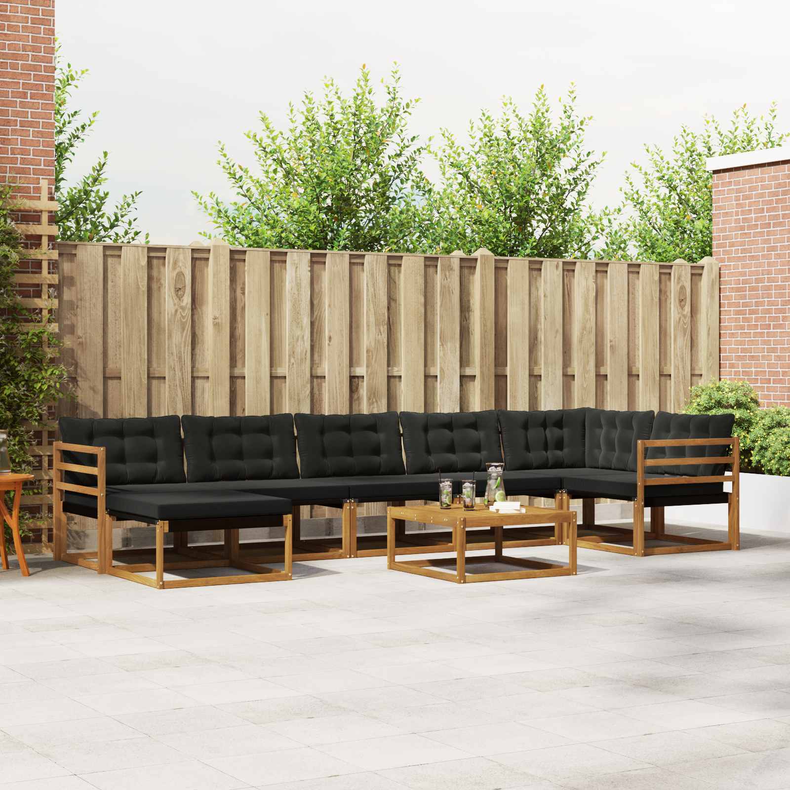 Set vanjskih sofa 22 pcs Prirodna i crna Čvrsto drvo akacije