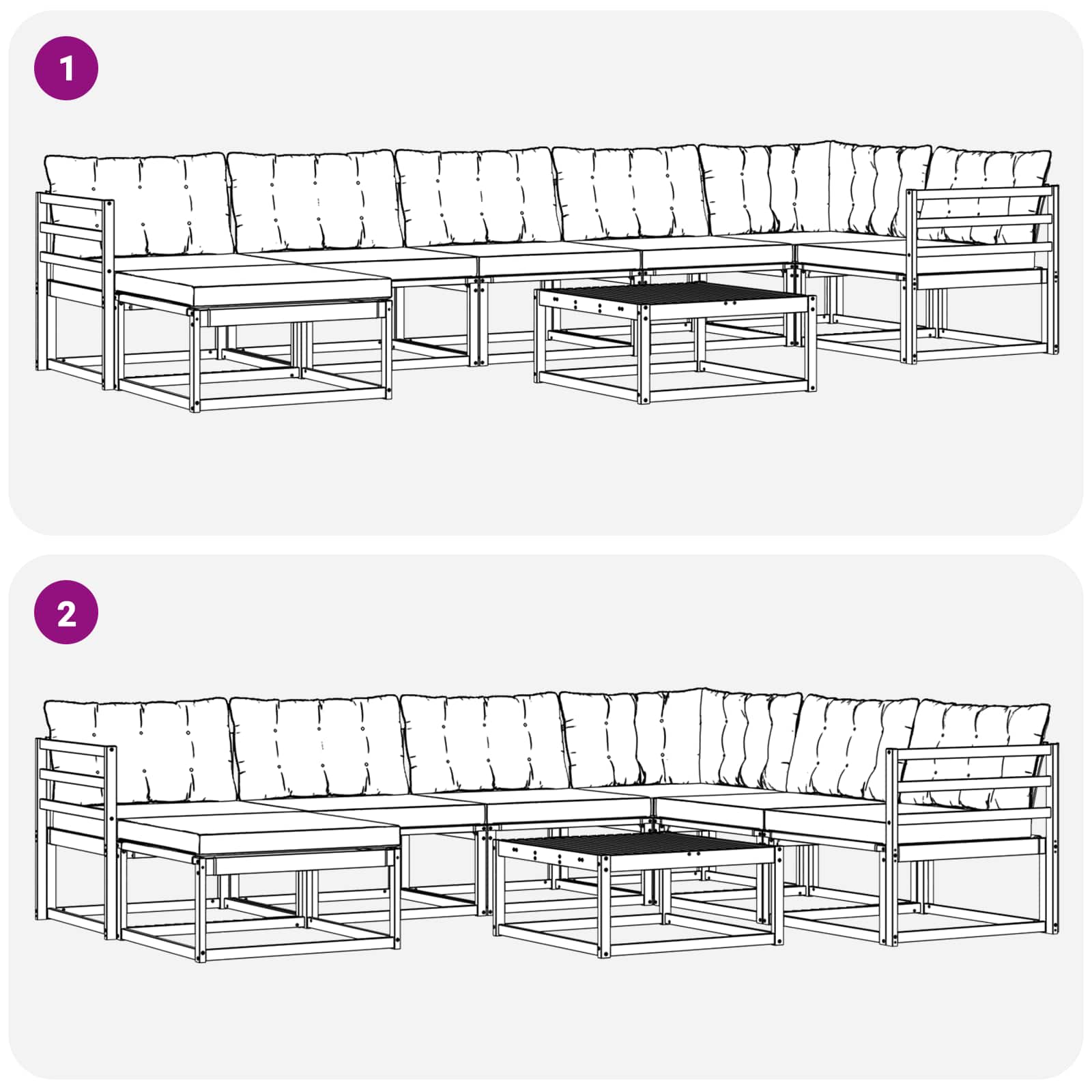 Set vanjskih sofa 22 pcs Prirodna i crna Čvrsto drvo akacije