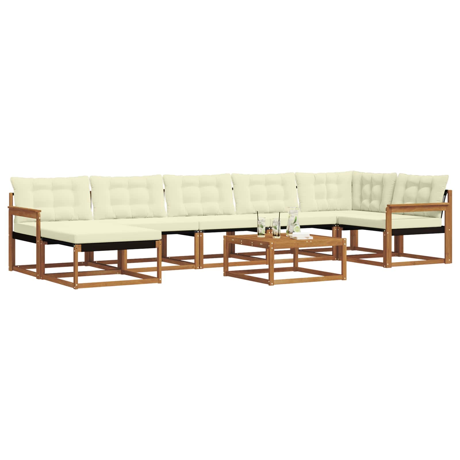 Set vanjskih sofa 22 pcs Prirodna i krem Čvrsto drvo akacije
