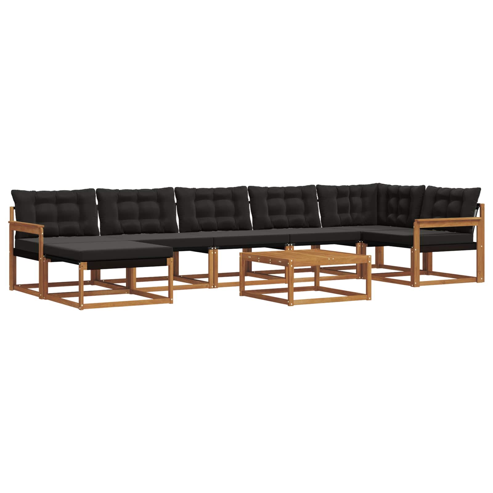 Set vanjskih sofa 22 pcs Prirodna i crna Čvrsto drvo akacije