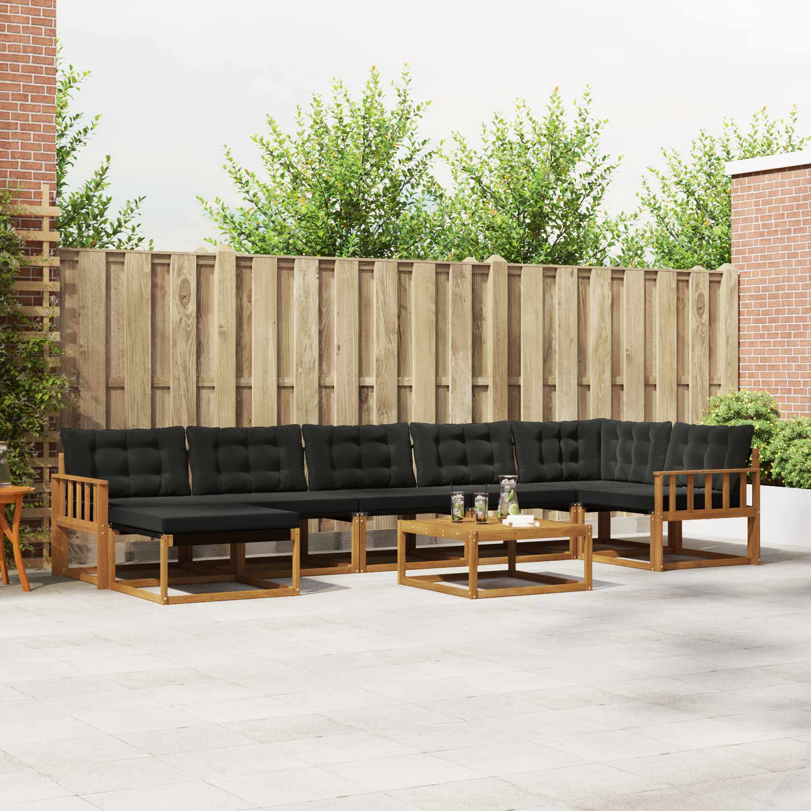 Set vanjskih sofa 22 pcs Prirodna i crna Čvrsto drvo akacije