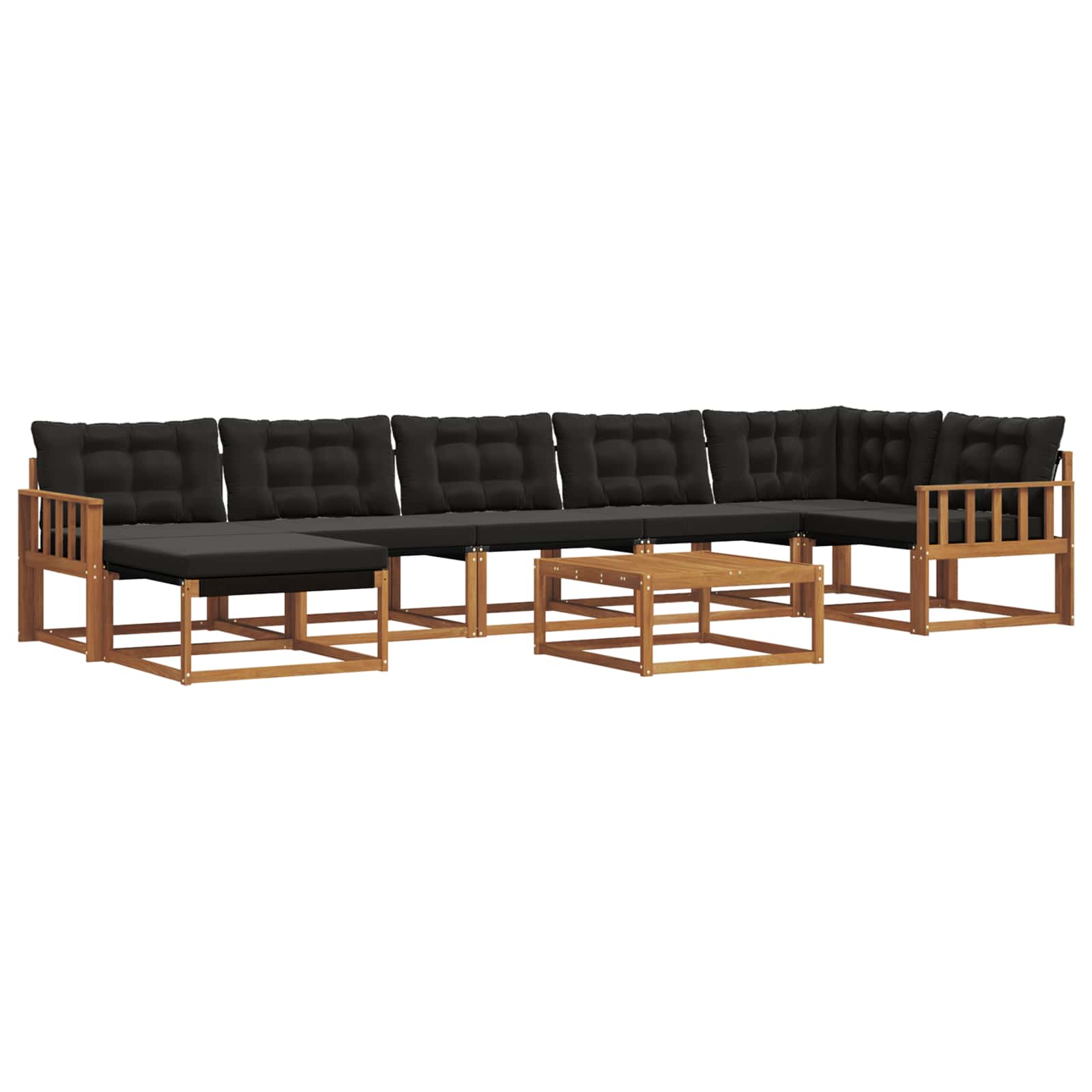 Set vanjskih sofa 22 pcs Prirodna i crna Čvrsto drvo akacije