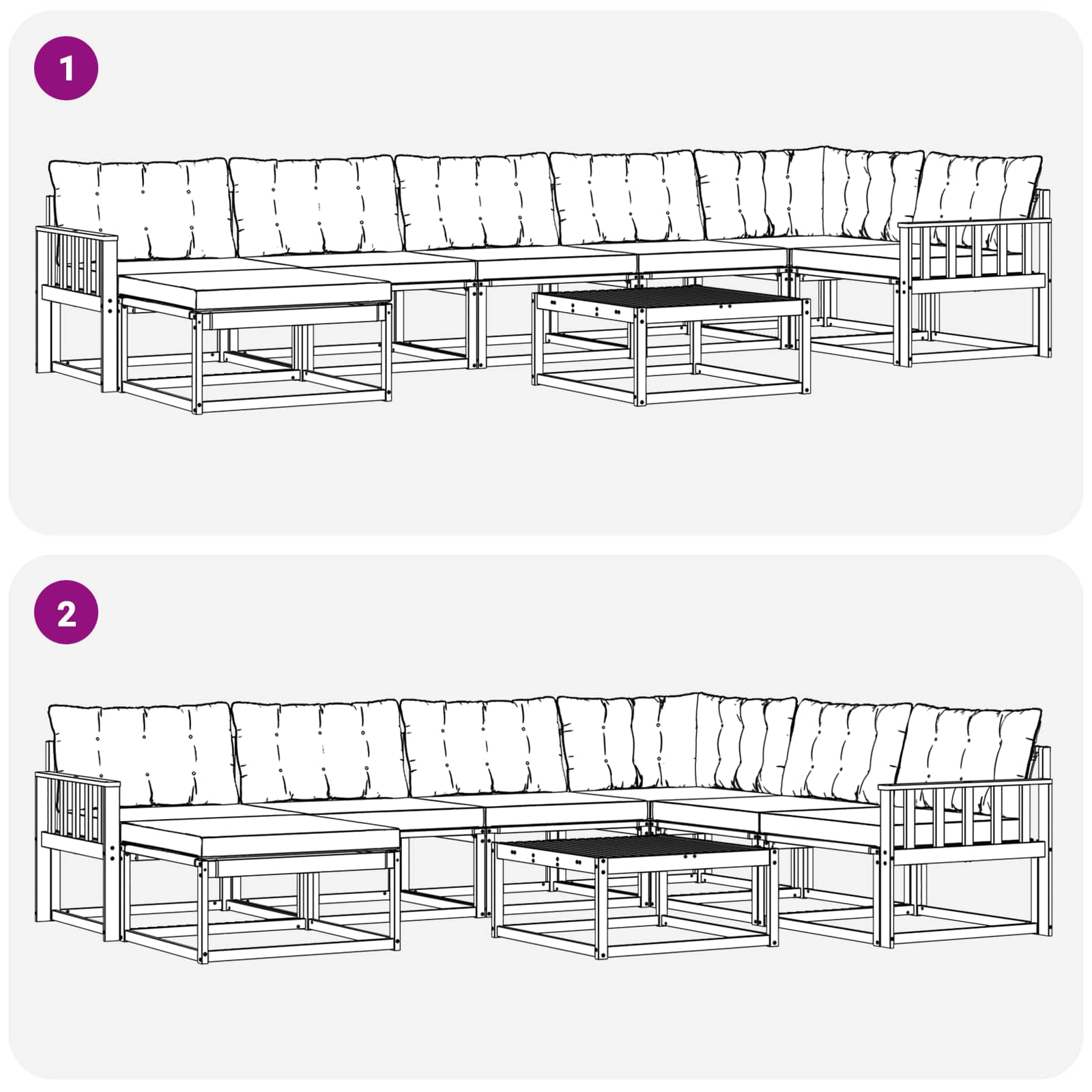 Set vanjskih sofa 22 pcs Prirodna i crna Čvrsto drvo akacije
