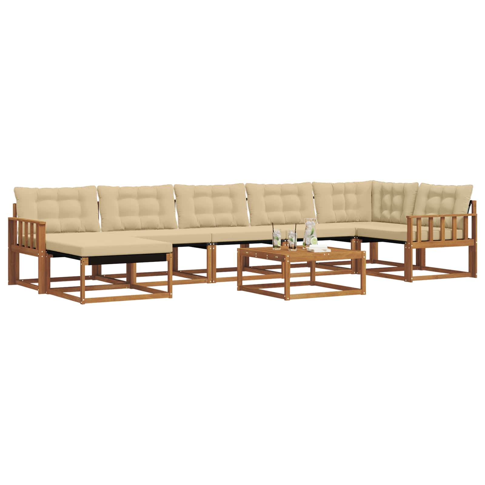 Set vanjskih sofa 22 pcs Prirodna i bež Čvrsto drvo akacije
