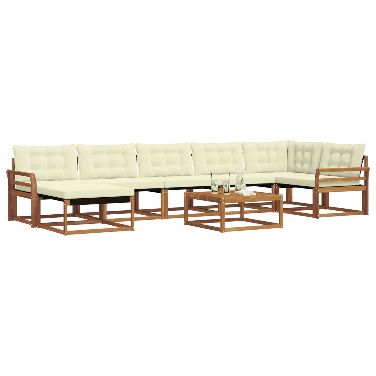 Set vanjskih sofa 22 pcs Prirodna i krem Čvrsto drvo akacije
