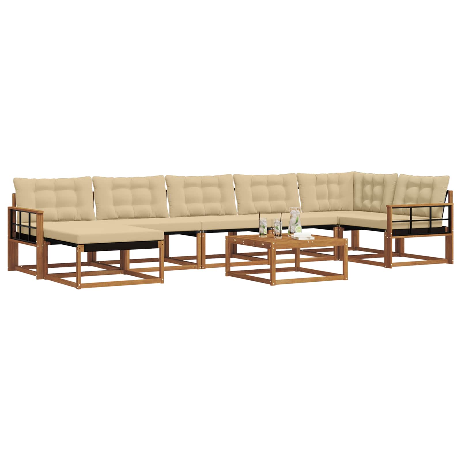 Set vanjskih sofa 22 pcs Prirodna i bež Čvrsto drvo akacije