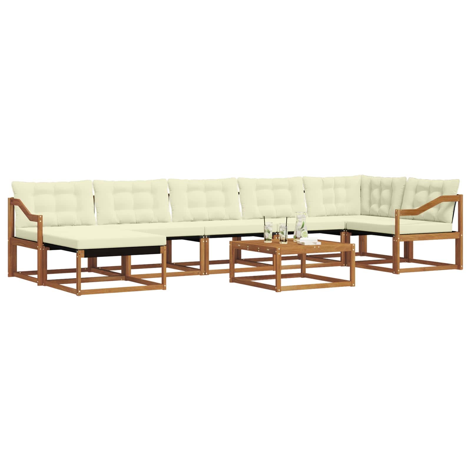 Set vanjskih sofa 22 pcs Prirodna i krem Čvrsto drvo akacije
