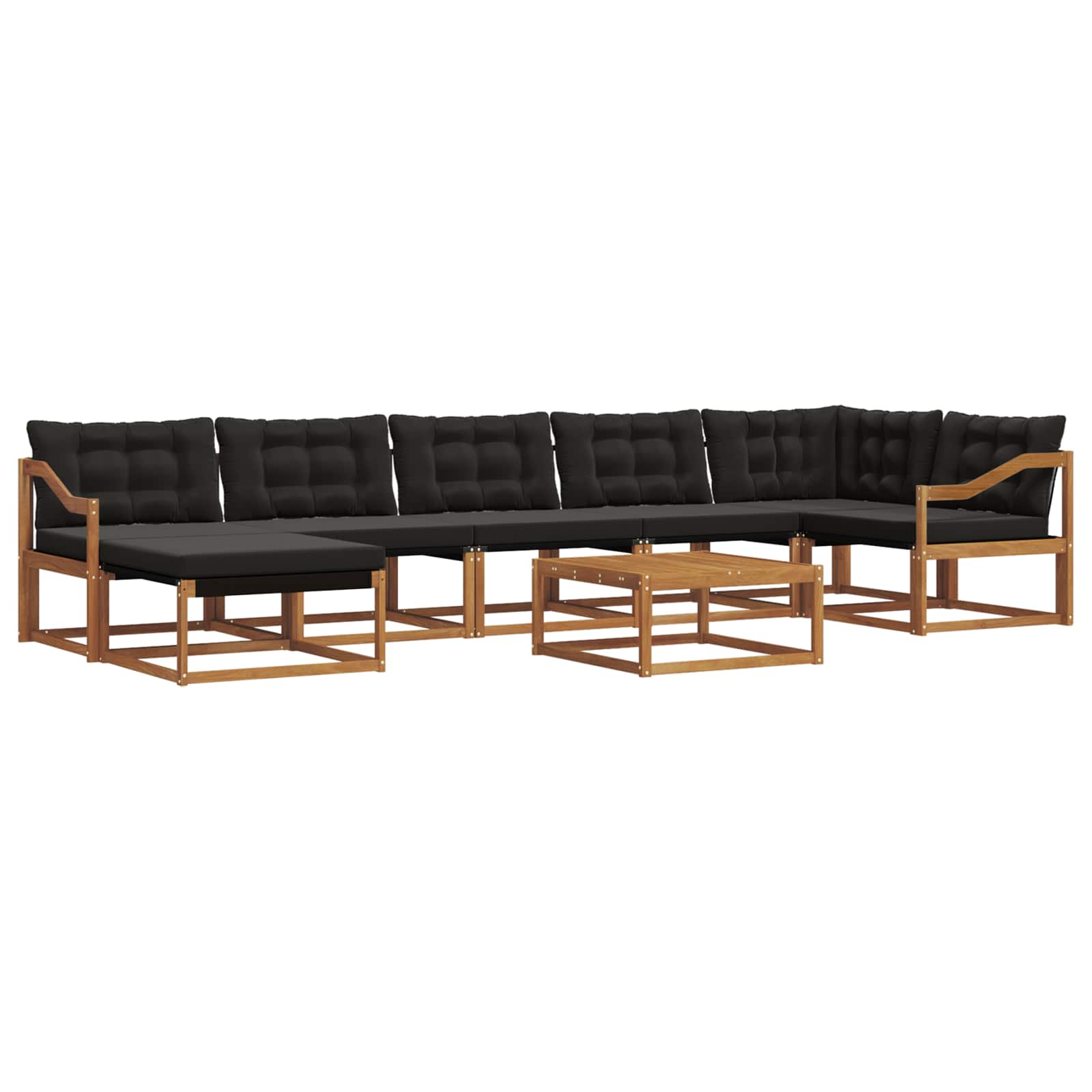 Set vanjskih sofa 22 pcs Prirodna i crna Čvrsto drvo akacije