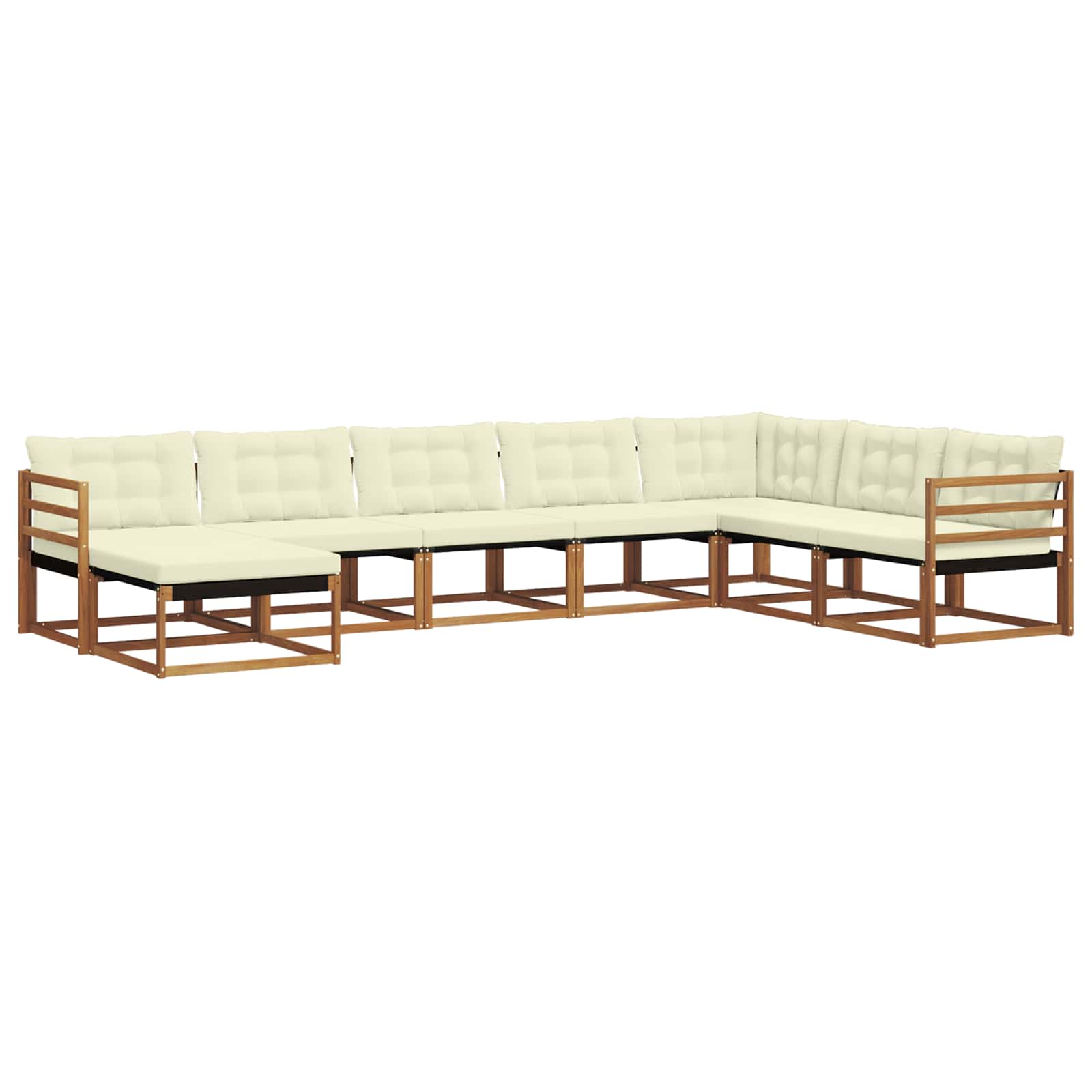 Set vanjskih sofa 8 kom. Prirodna i krem Čvrsto drvo akacije