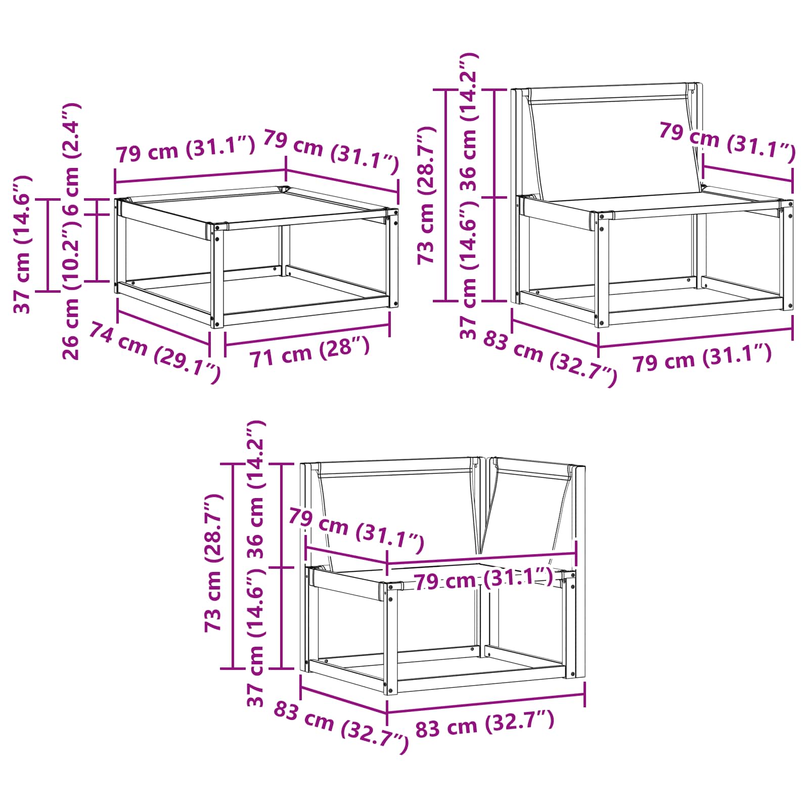 Set vanjskih sofa 8 kom. Prirodna i krem Čvrsto drvo akacije