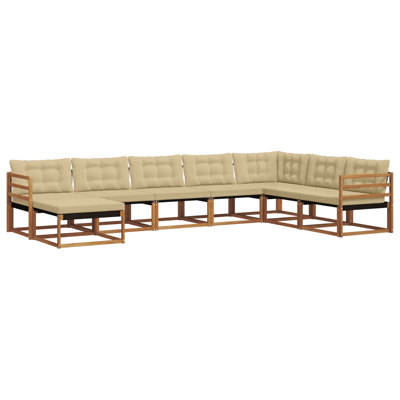 Set vanjskih sofa 8 kom. Prirodna i bež Čvrsto drvo akacije