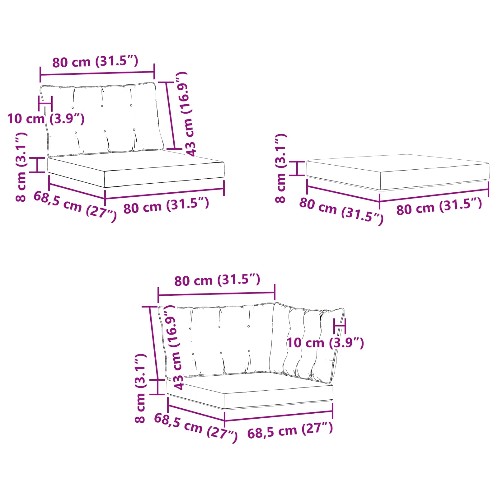 Set vanjskih sofa 8 kom. Prirodna i bež Čvrsto drvo akacije