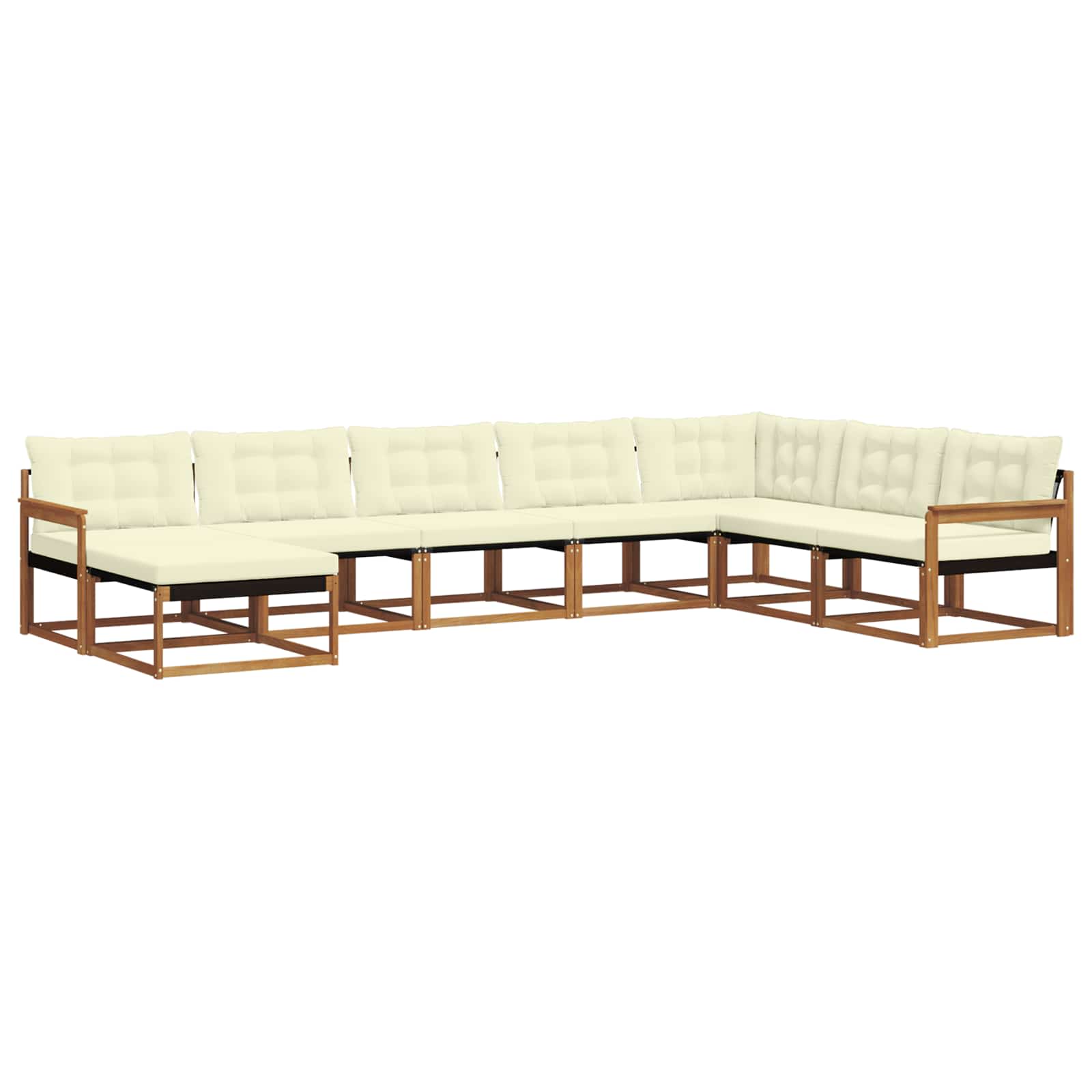 Set vanjskih sofa 8 kom. Prirodna i krem Čvrsto drvo akacije