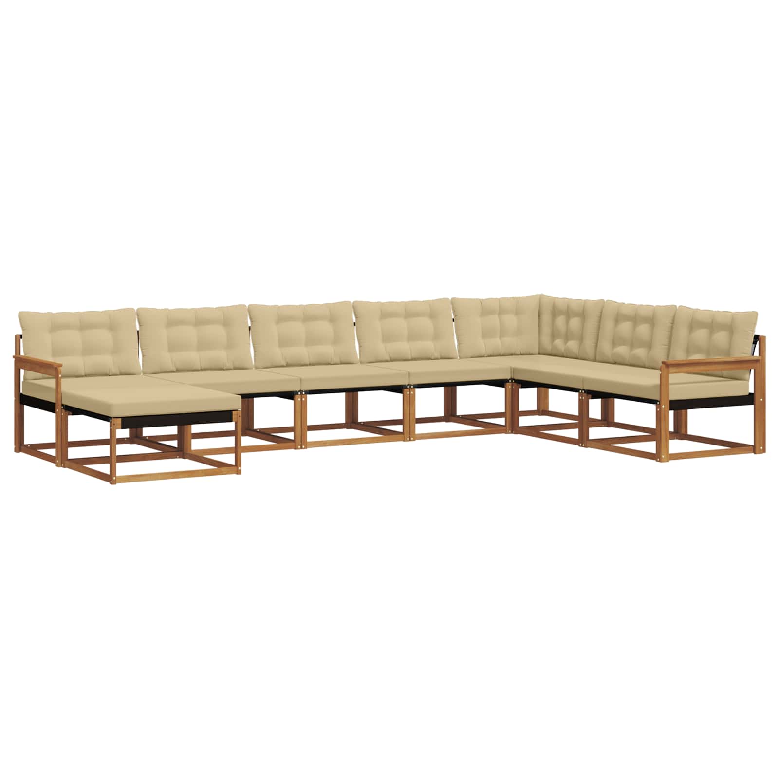 Set vanjskih sofa 8 kom. Prirodna i bež Čvrsto drvo akacije