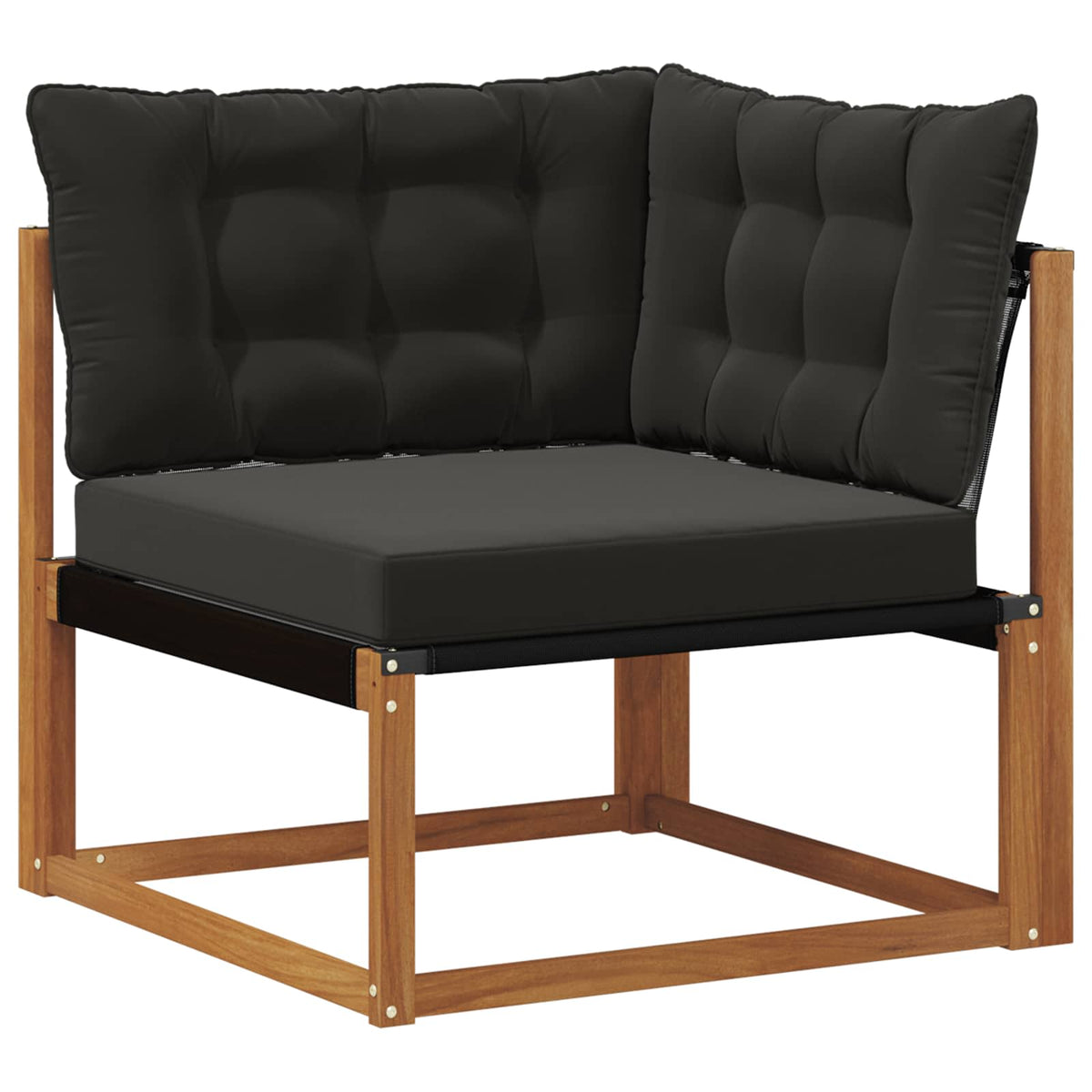 Set vanjskih sofa 8 kom. Prirodna i crna Čvrsto drvo akacije