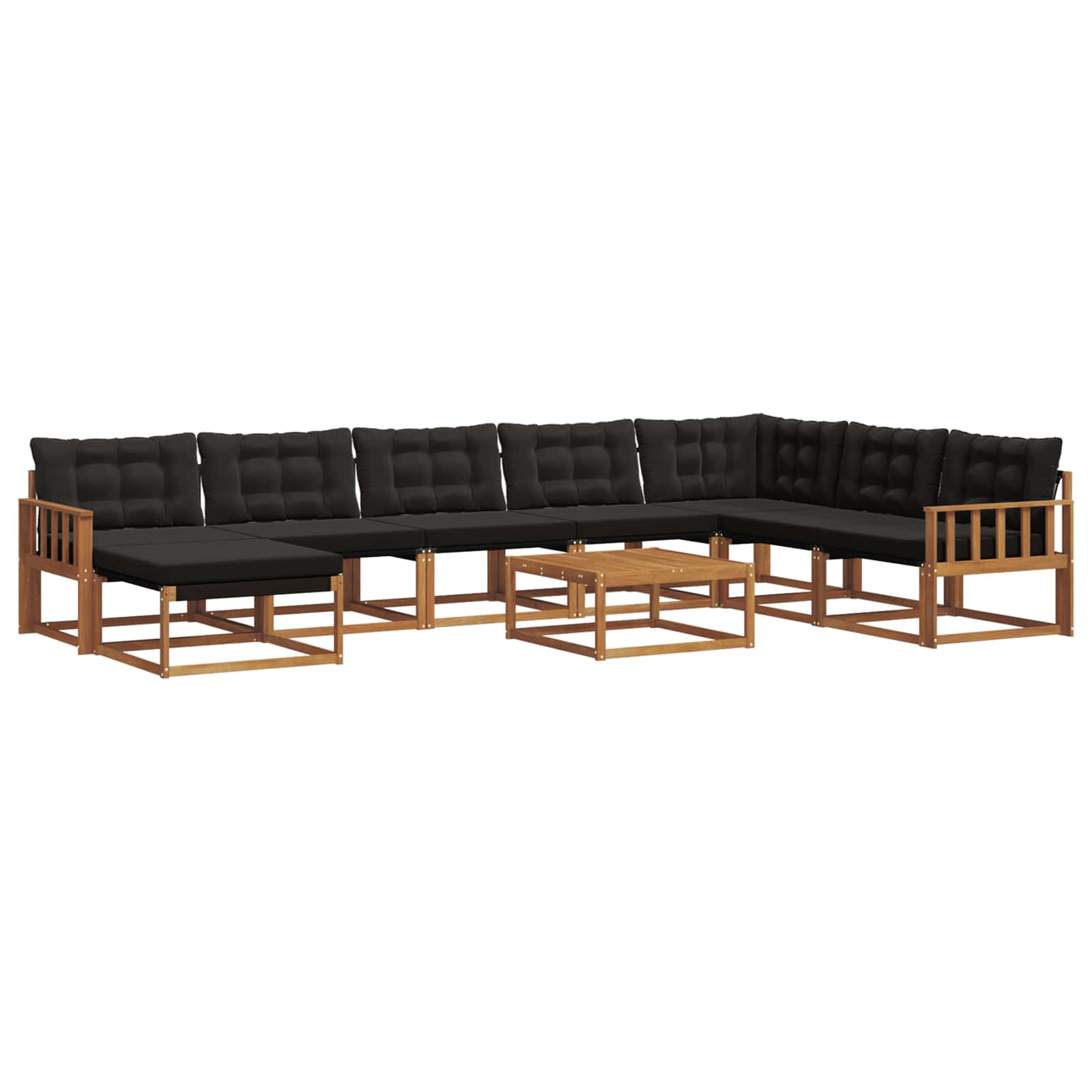 Set vanjskih sofa 9 pcs Prirodna i crna Čvrsto drvo akacije