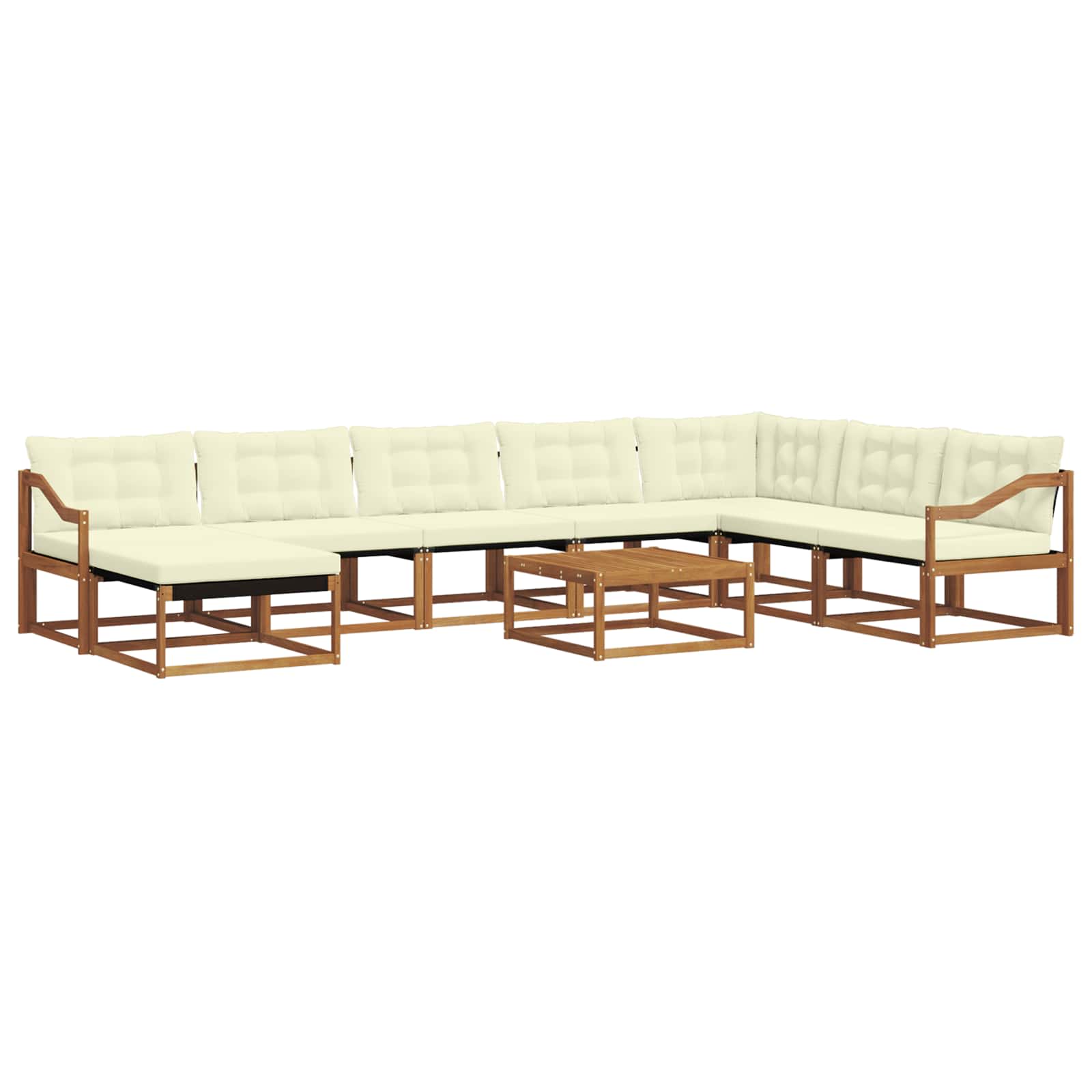 Set vanjskih sofa 9 pcs Prirodna i krem Čvrsto drvo akacije