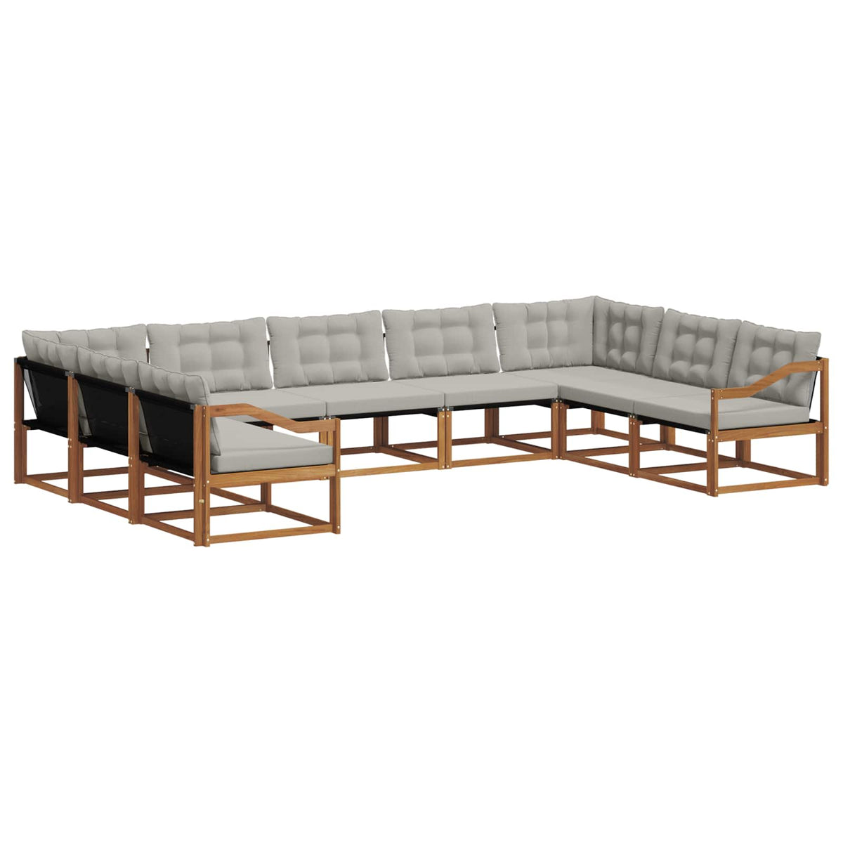Set vanjskih sofa 9 kom. Prirodna i svijetlo siva Smeđa 404 x 245,5 x 73 cm