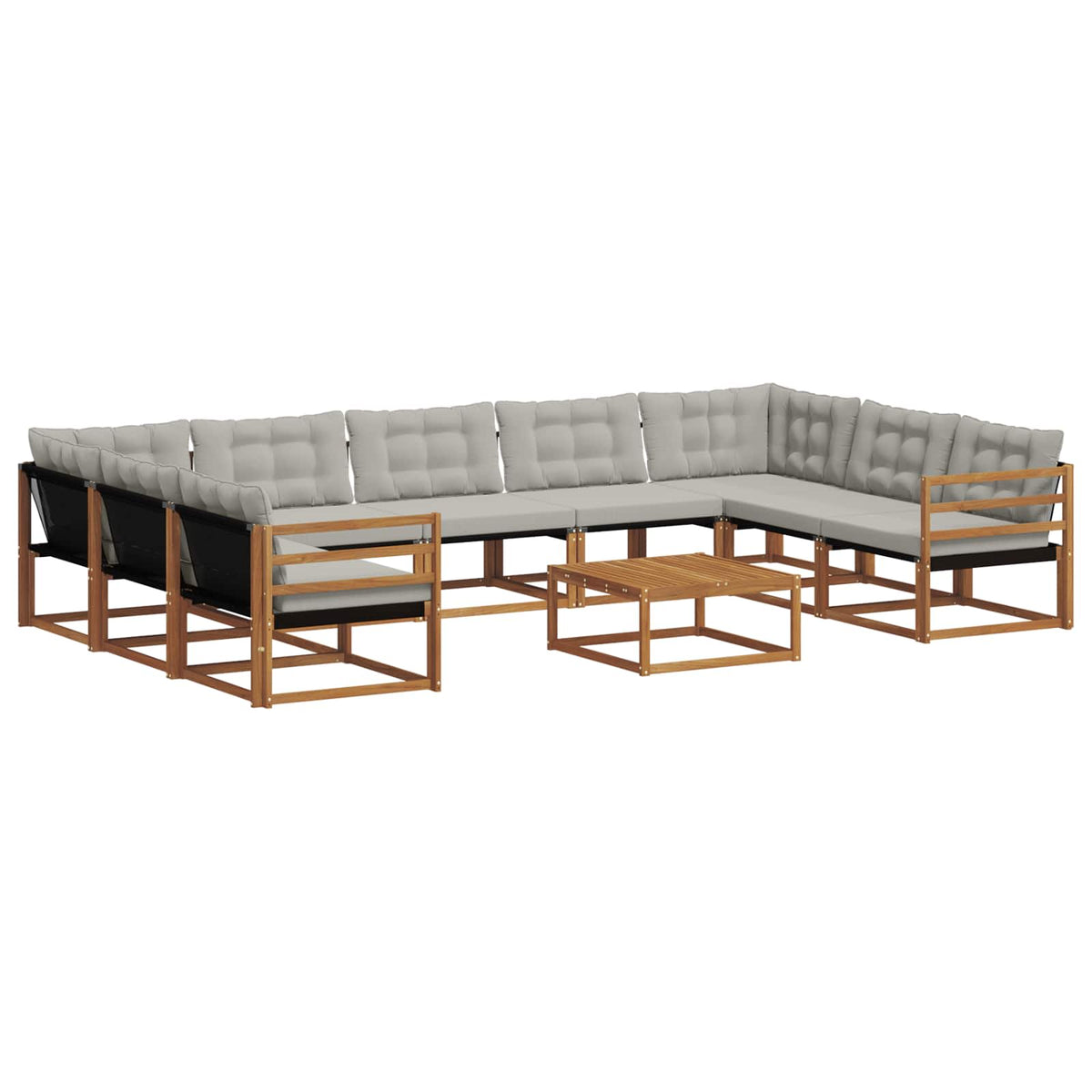 Set vanjskih sofa s jastukom 10 pcs Prirodna i svijetlo siva
