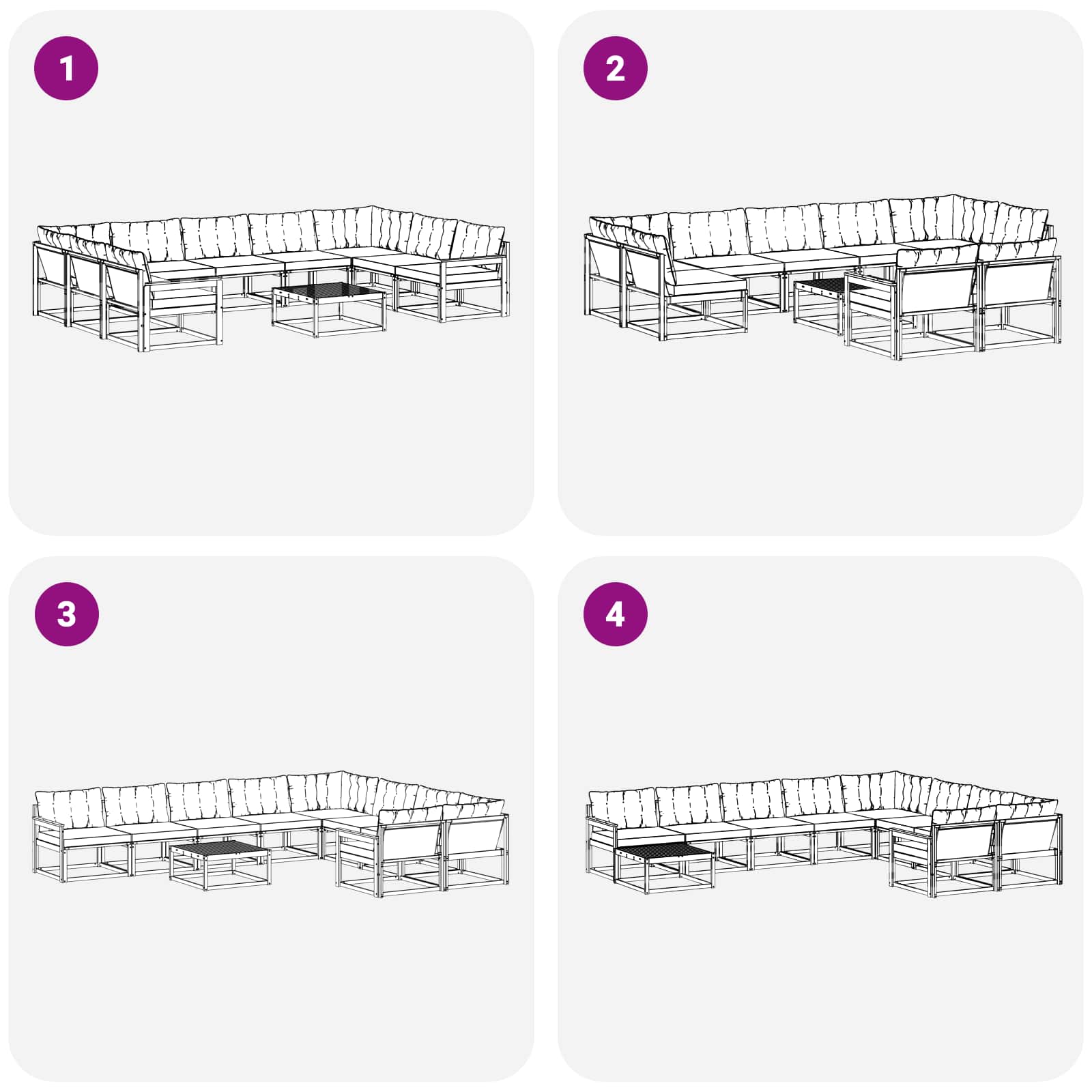 Set vanjskih sofa s jastukom 10 pcs Prirodna i crna
