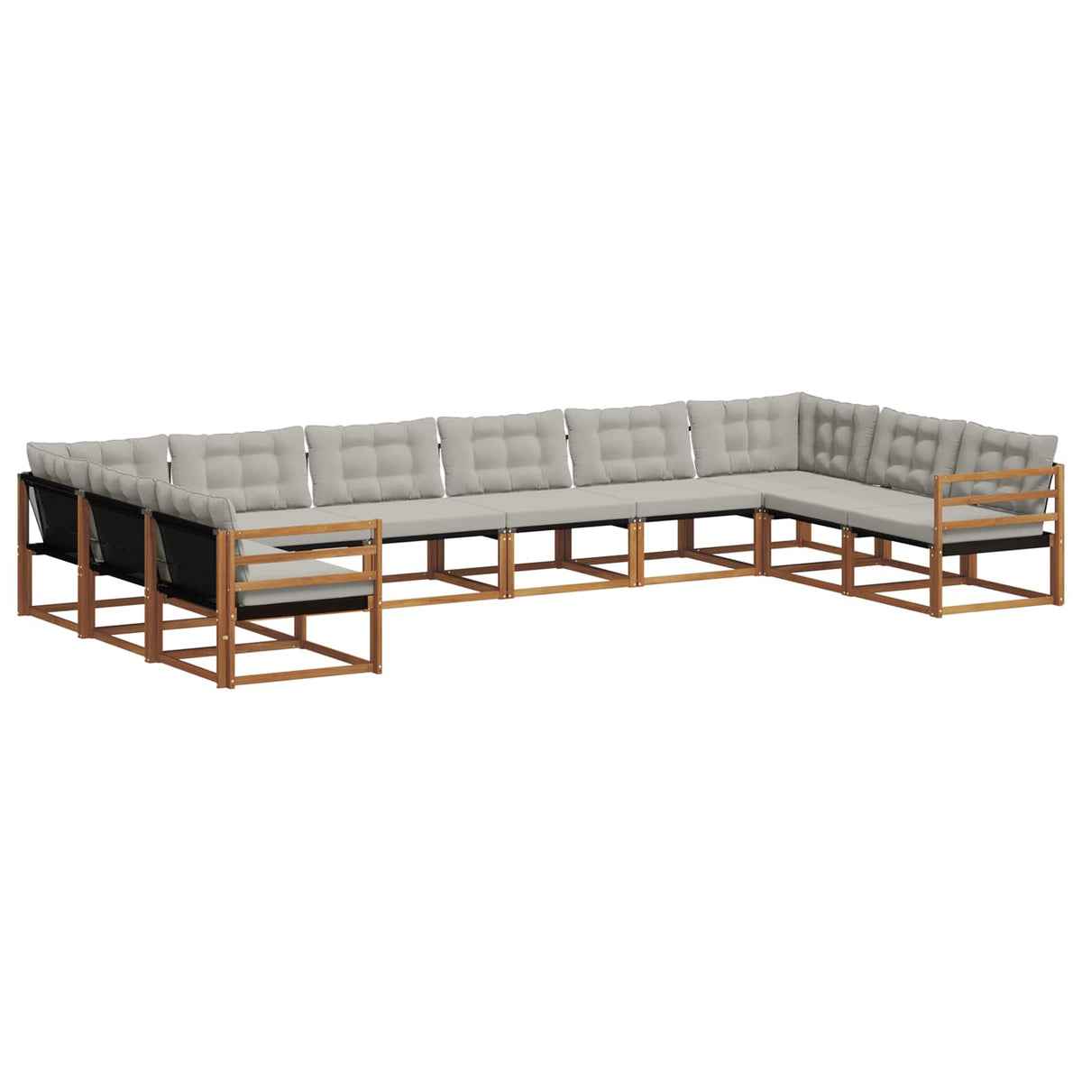 Set vanjskih sofa s jastukom 10 pcs Prirodna i svijetlo siva