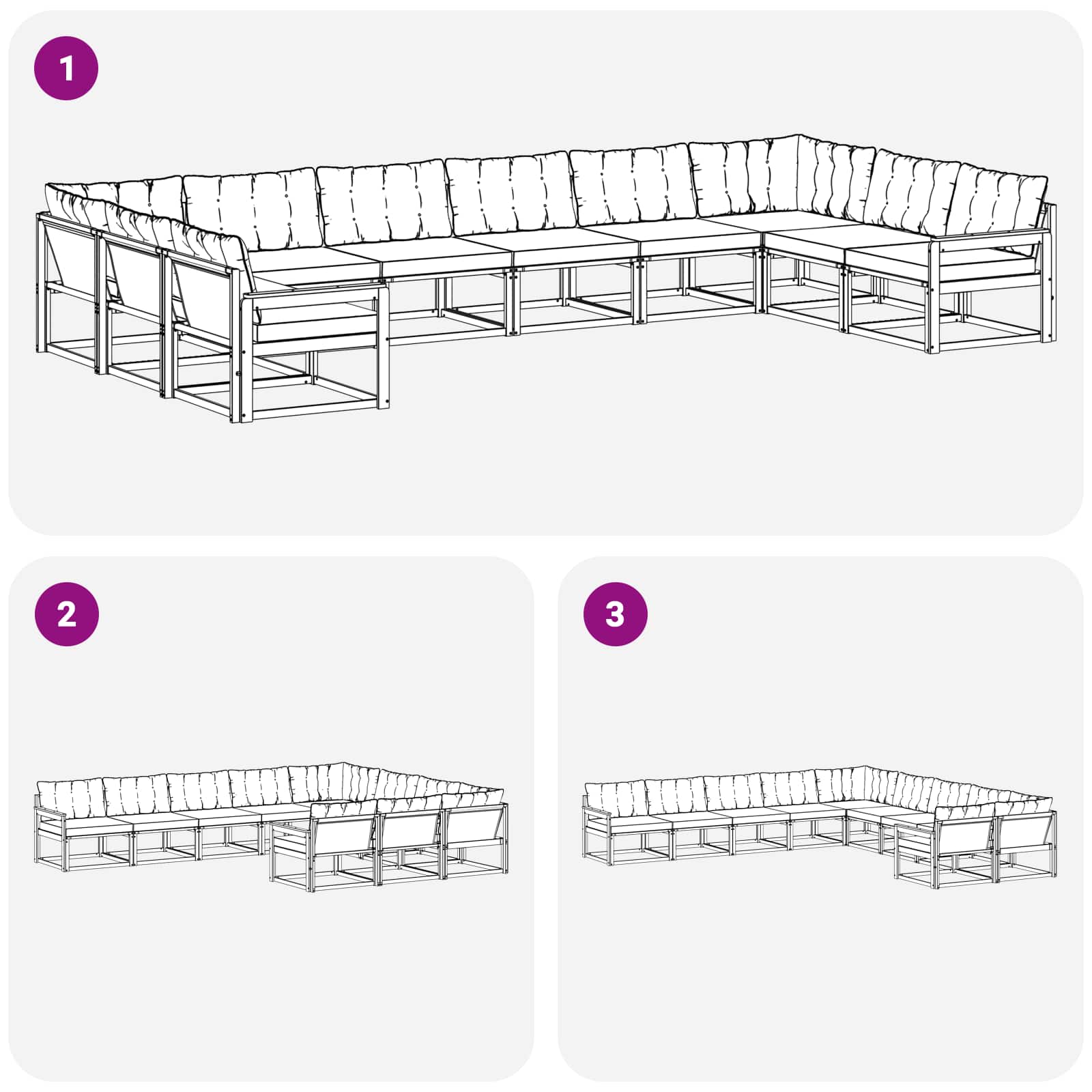 Set vanjskih sofa s jastukom 10 pcs Prirodna i crna