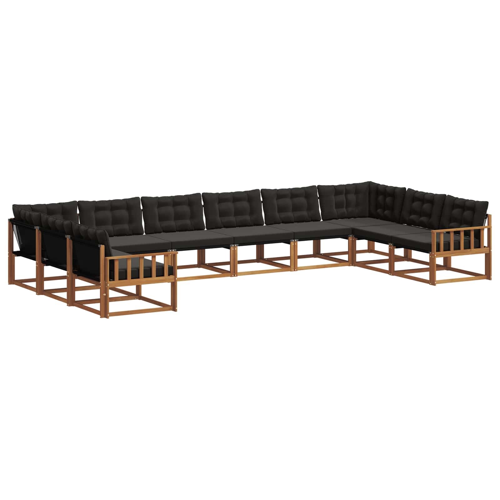 Set vanjskih sofa s jastukom 10 pcs Prirodna i crna