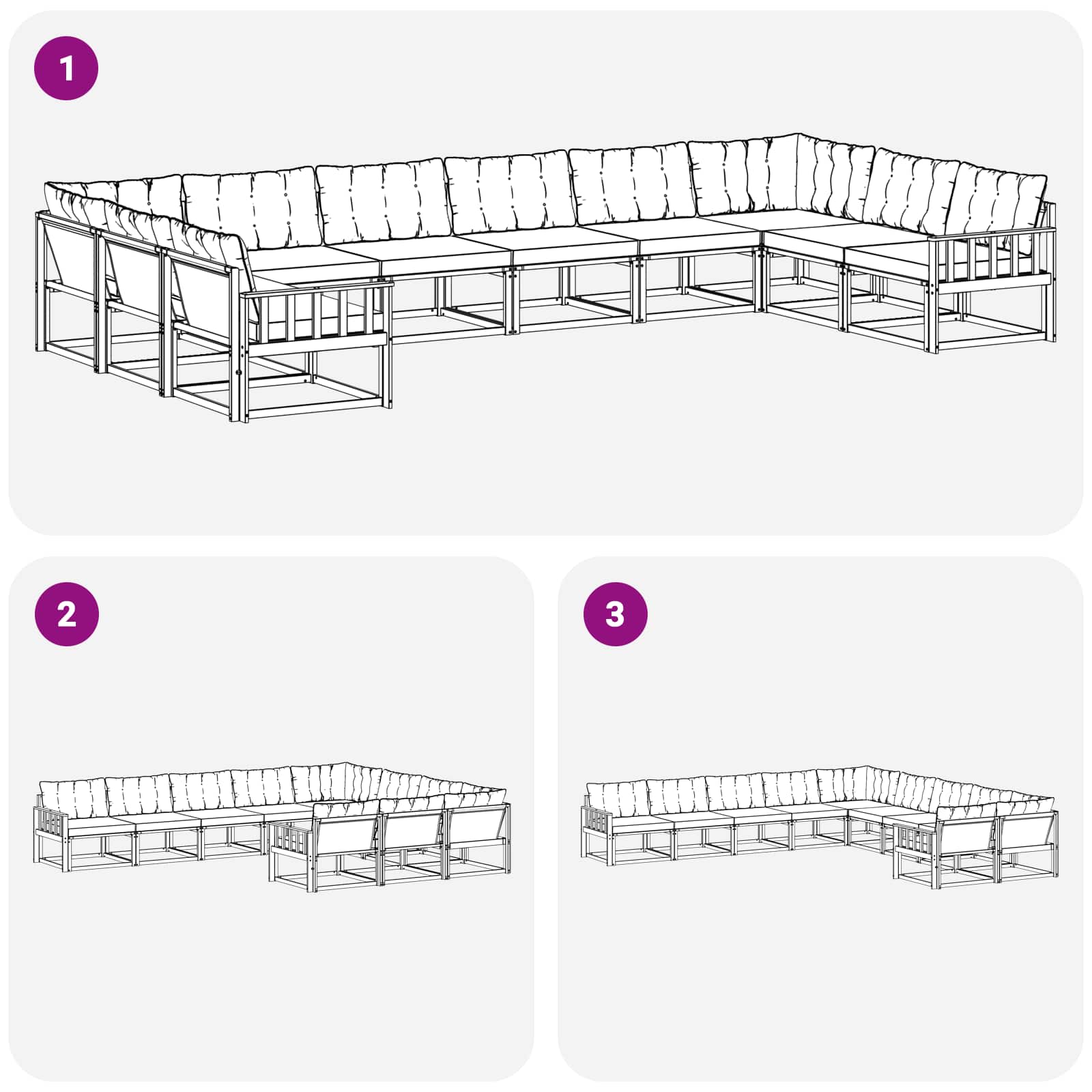 Set vanjskih sofa s jastukom 10 pcs Prirodna i crna
