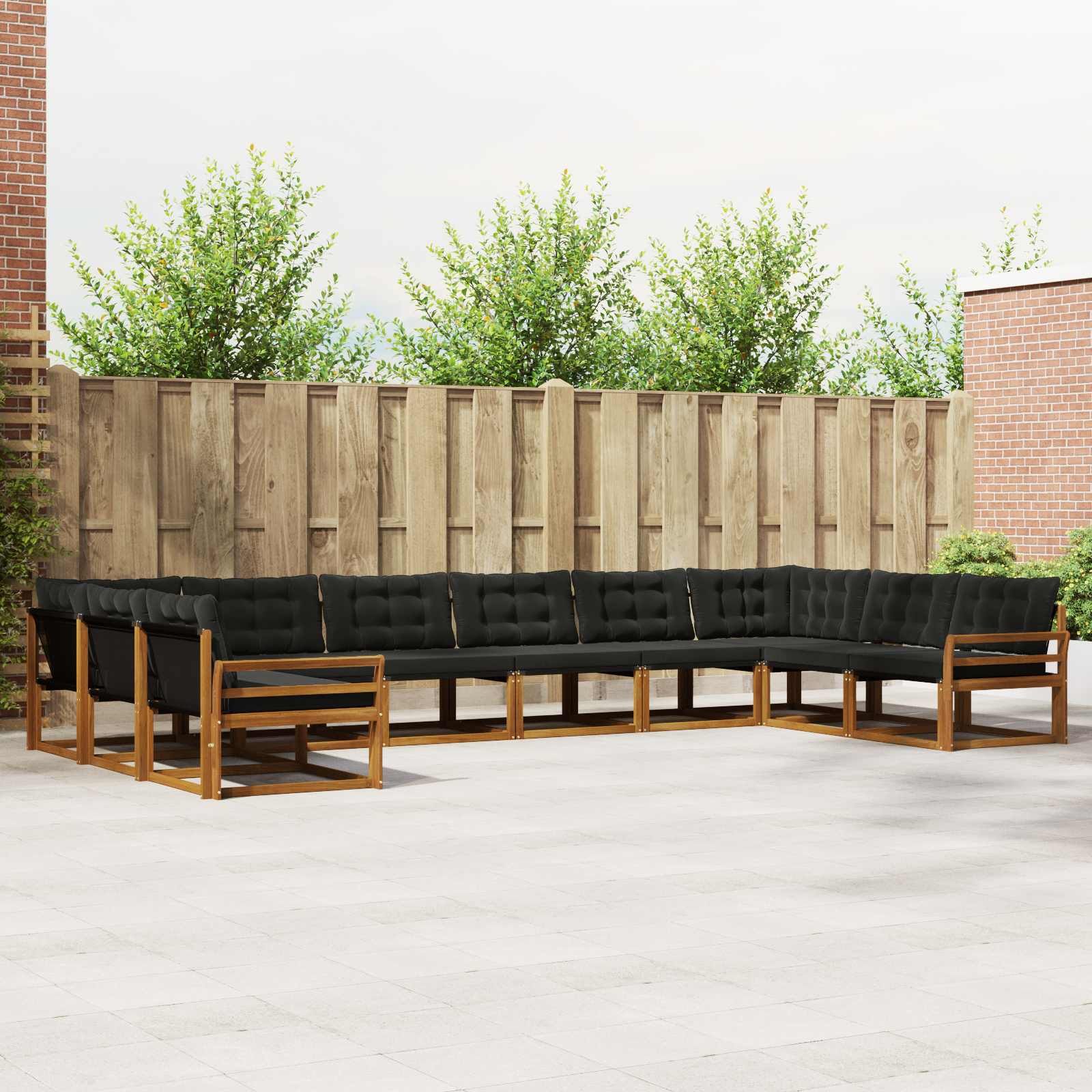 Set vanjskih sofa s jastukom 10 pcs Prirodna i crna