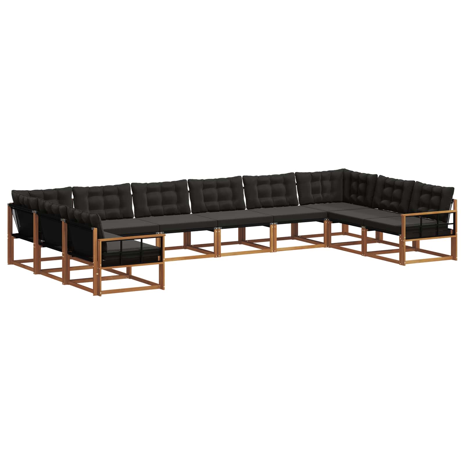 Set vanjskih sofa s jastukom 10 pcs Prirodna i crna